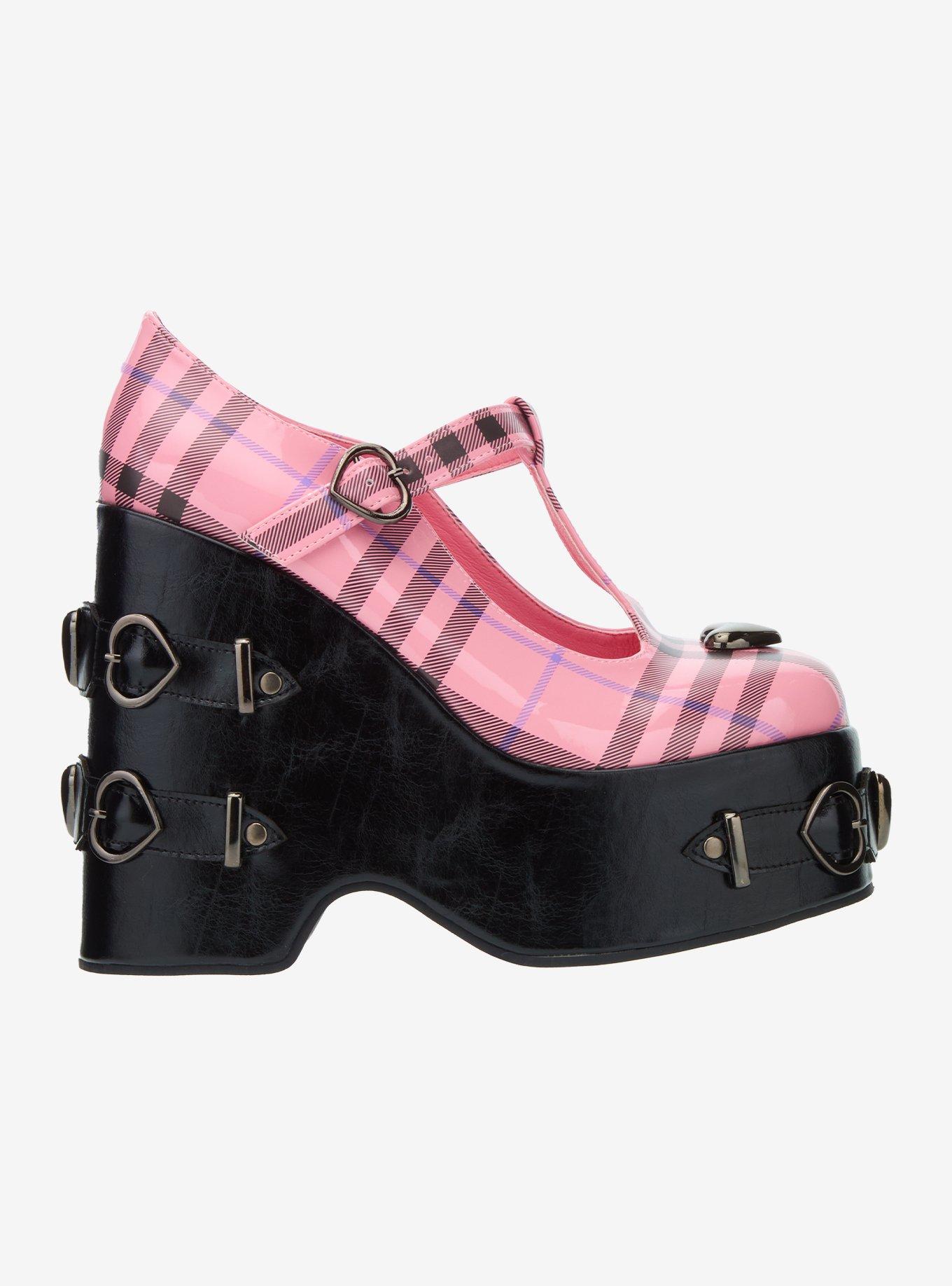 Koi Pink Plaid Sweet Apathy Platform Wedges, , hi-res
