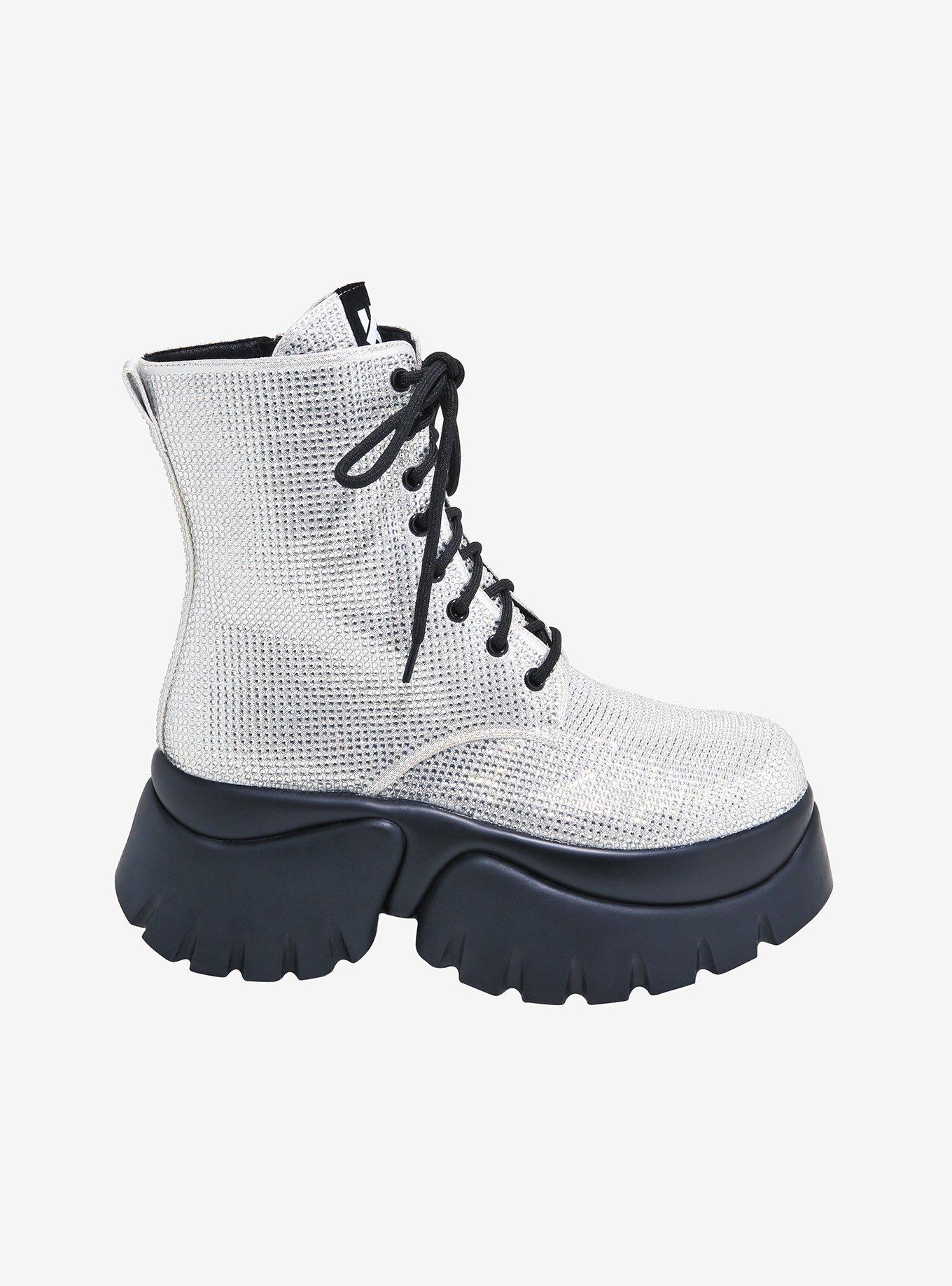 Koi X Twilight Vampire Skin Chunky Combat Boots, SILVER, alternate