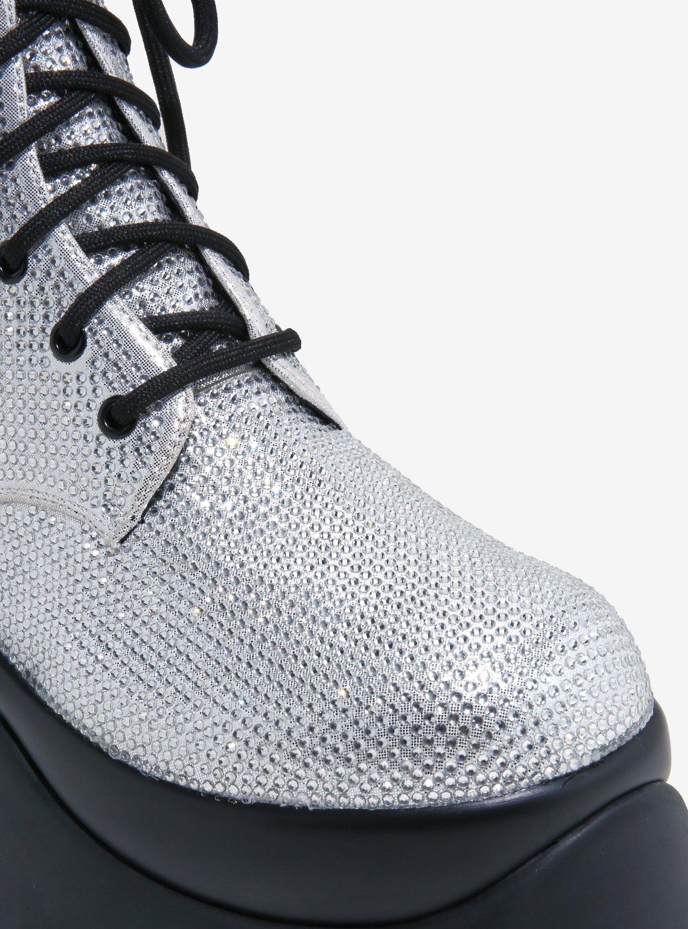 Koi X Twilight Vampire Skin Chunky Combat Boots, SILVER, alternate