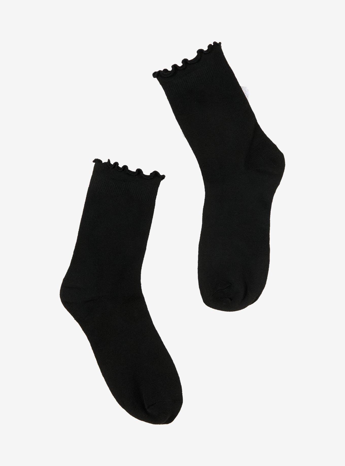 Black & Grey Mouse Plush Crew Socks, , hi-res