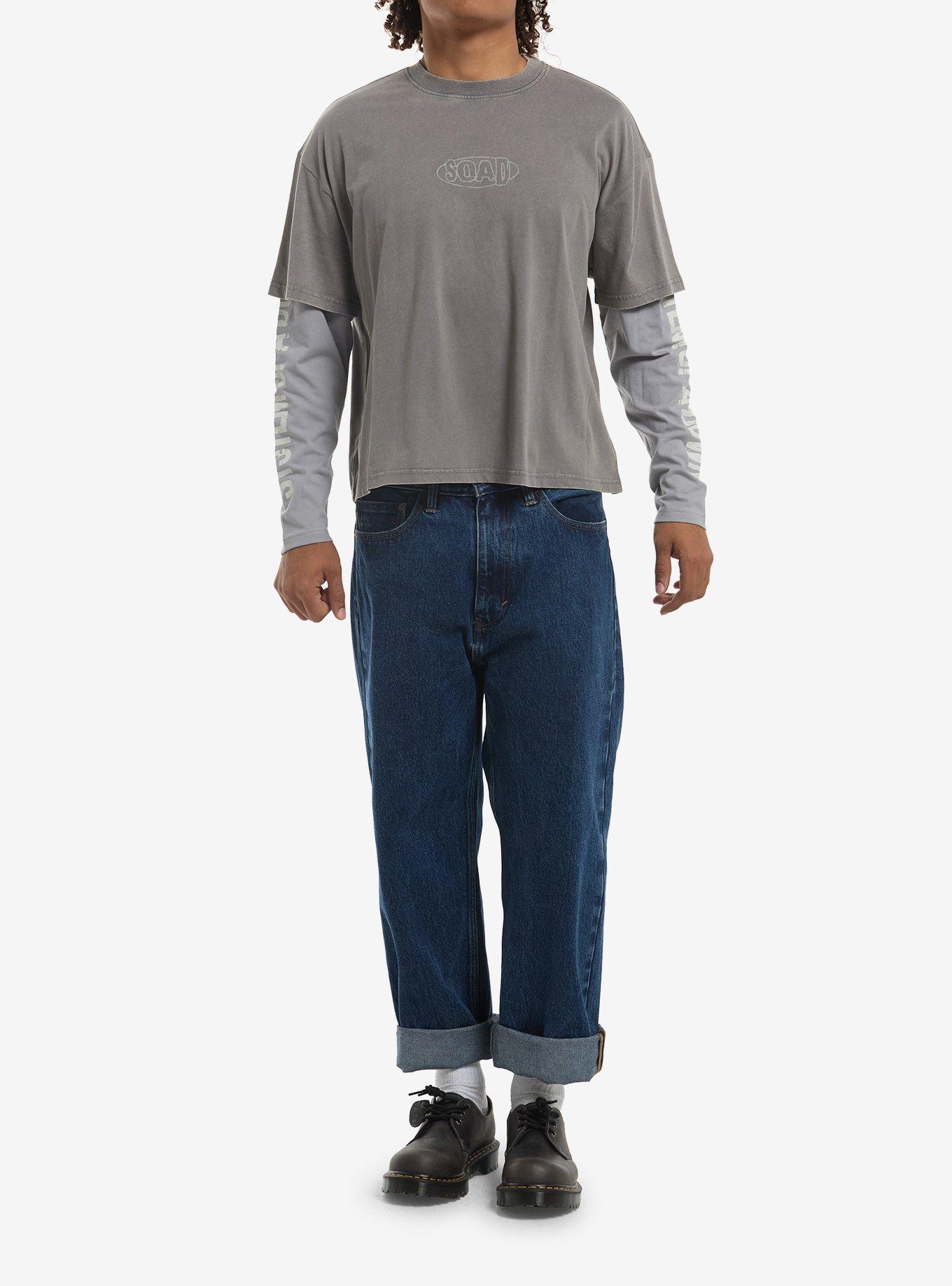 System Of A Down Grey Tonal Twofer Long-Sleeve T-Shirt, , hi-res