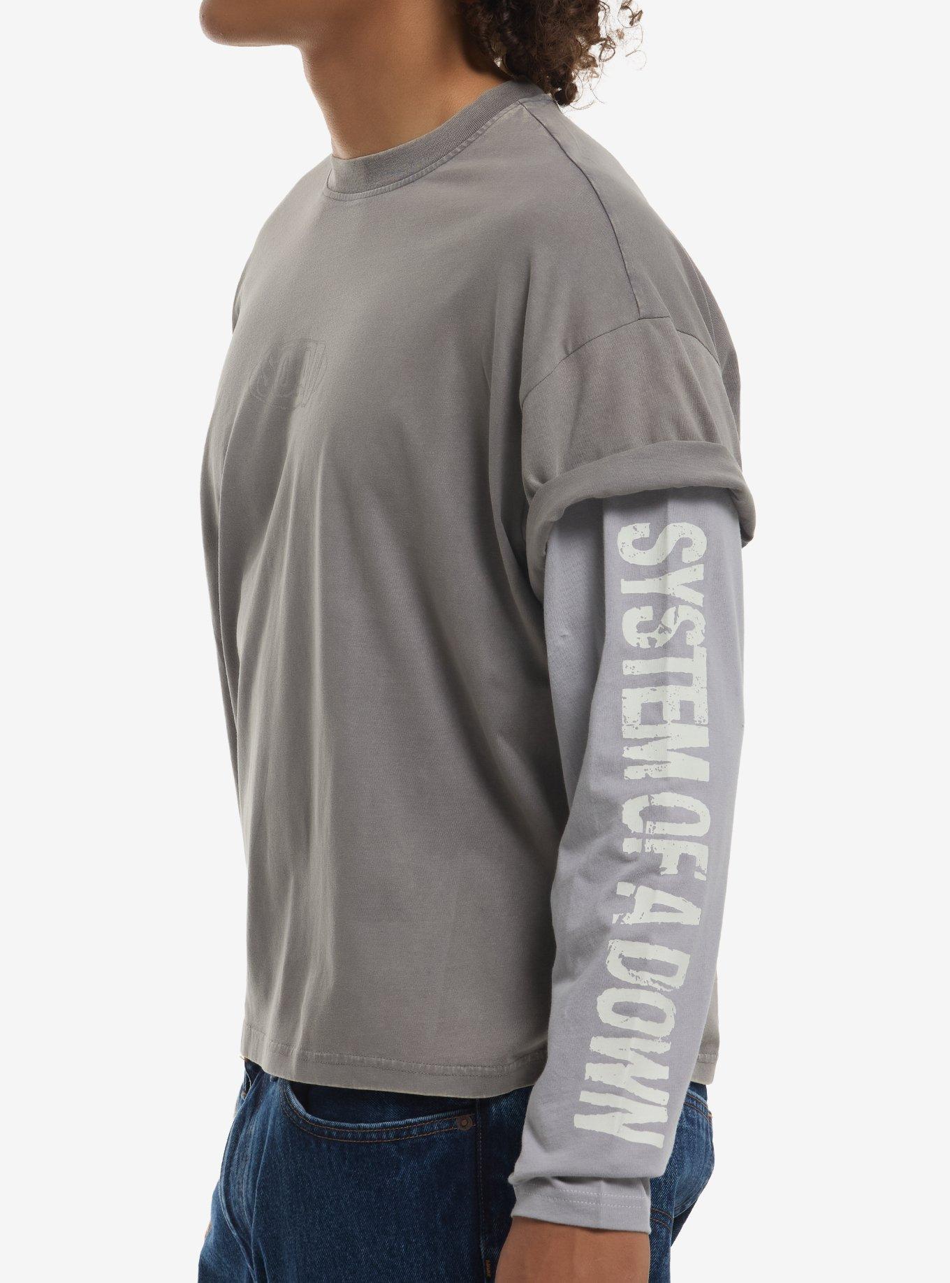 System Of A Down Grey Tonal Twofer Long-Sleeve T-Shirt, CHARCOAL, alternate