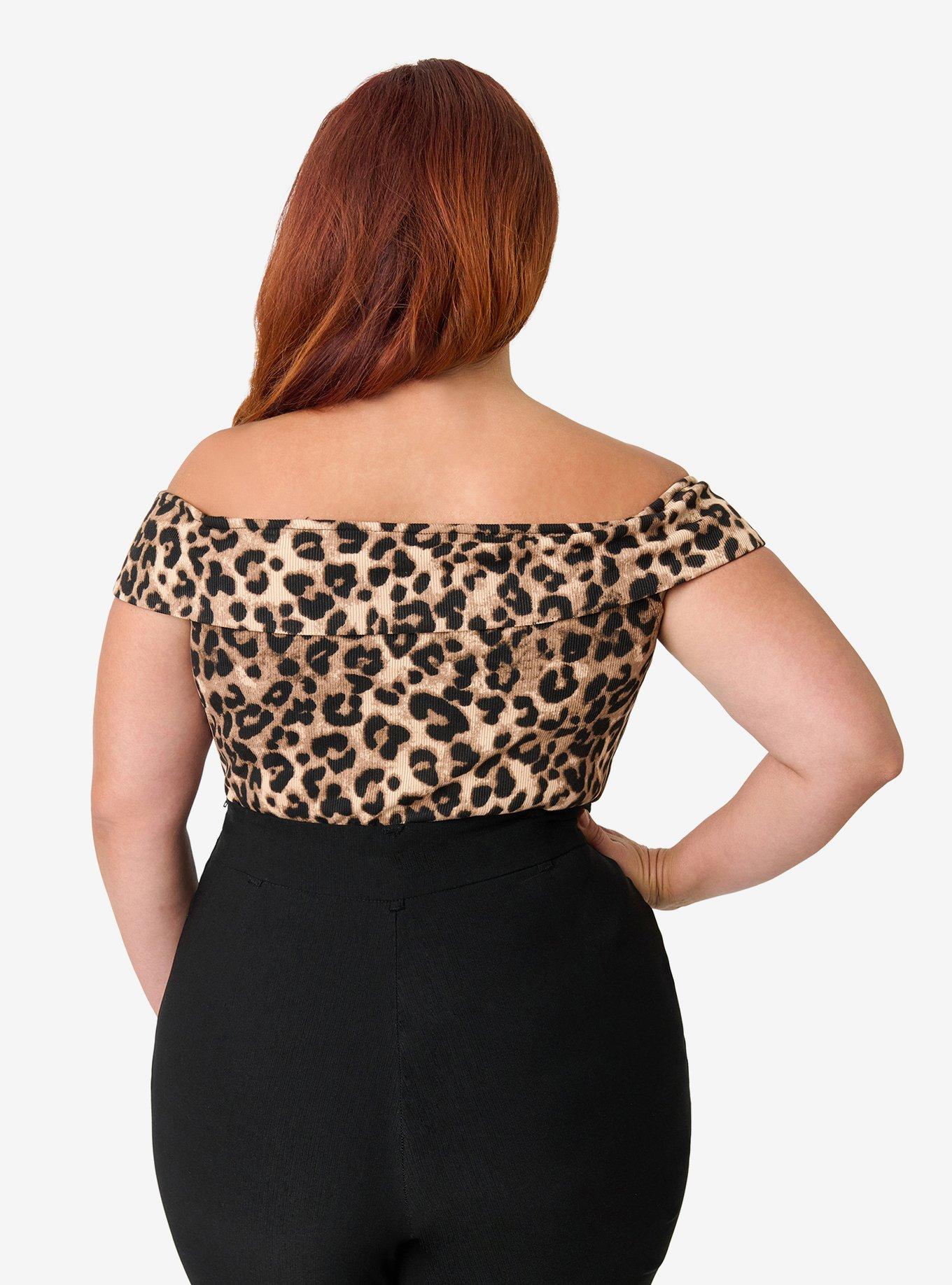 Unique Vintage Plus Size Leopard Print Maraschino Top, , hi-res