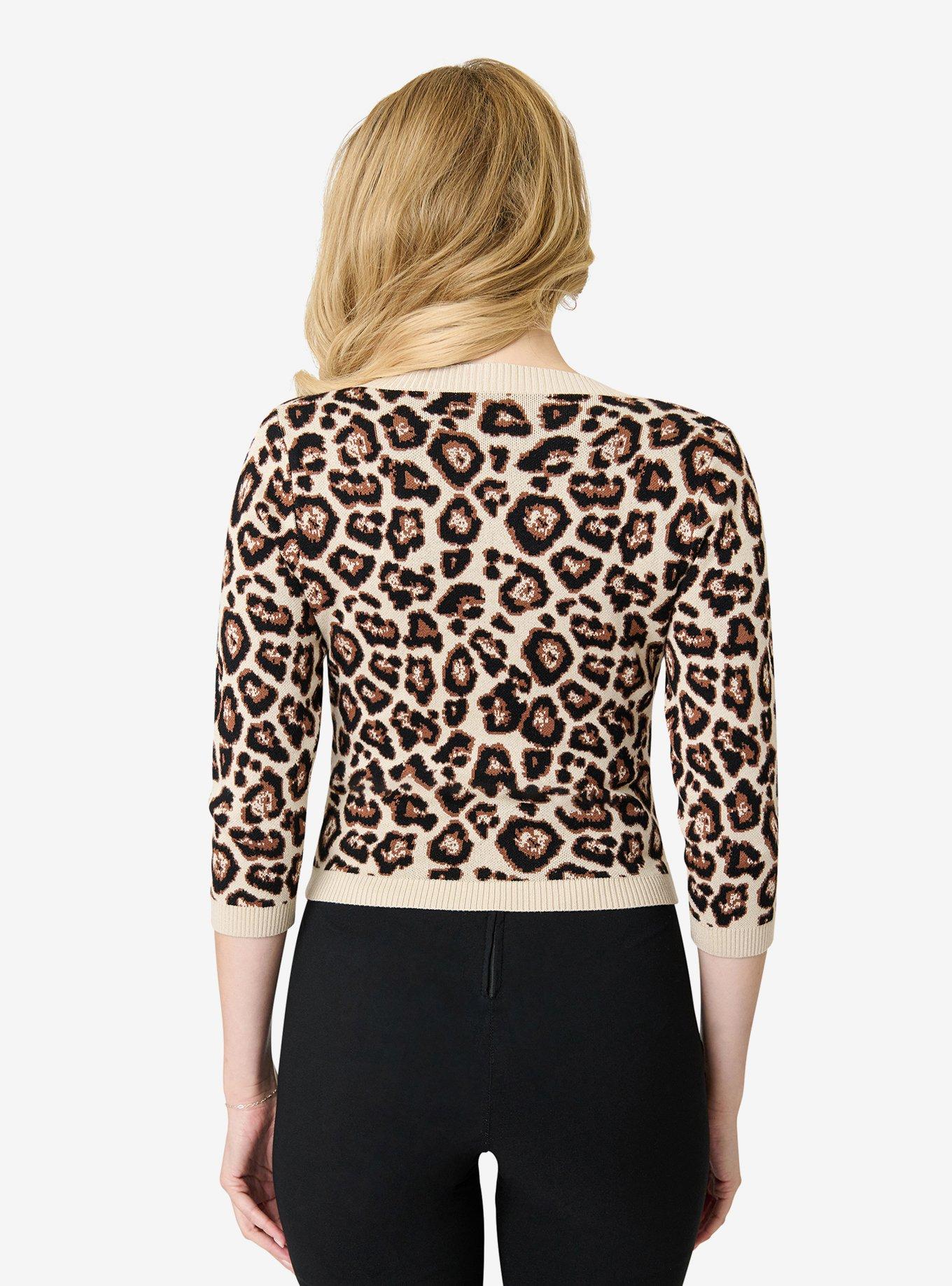 Unique Vintage Leopard Print Cardigan, , hi-res