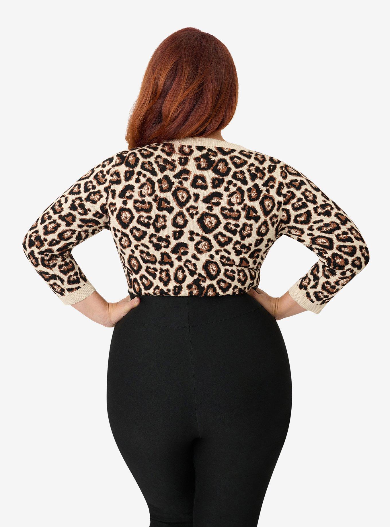 Unique Vintage Plus Size Leopard Print Cardigan, , hi-res