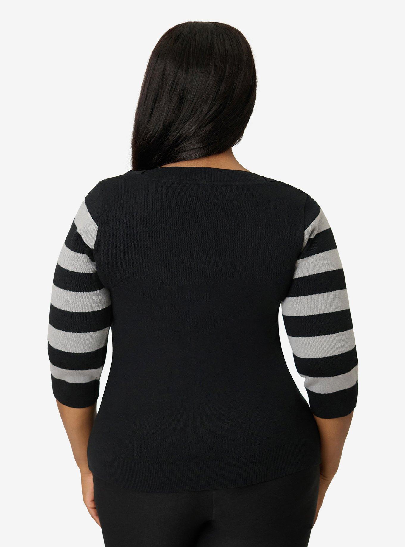 Unique Vintage Plus Size Black & Raccoon Sleeve Minou Sweater, , hi-res