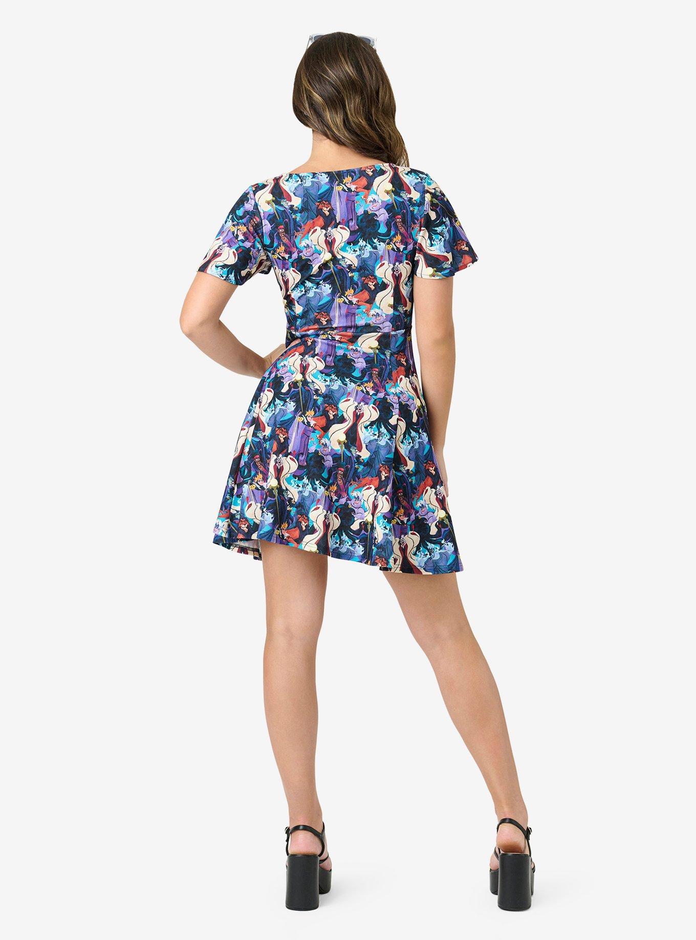 Disney Villains Collection by Unique Vintage Villain Print Flare Dress, , hi-res