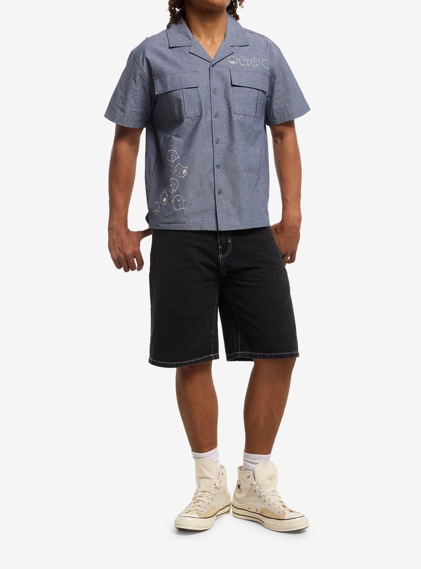 Our Universe Studio Ghibli&reg; The Boy And The Heron Warawara Chambray Woven Button-Up, BLUE, alternate - view 3