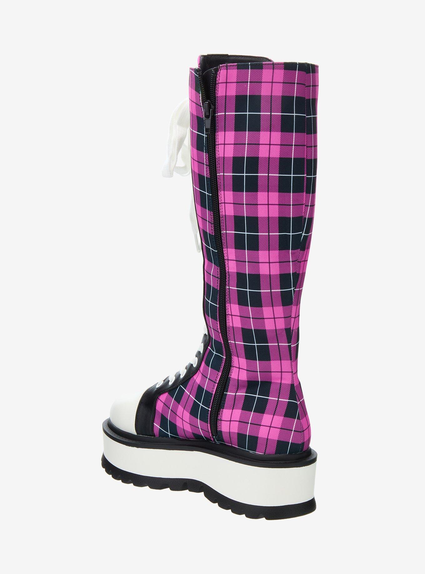 Koi Pink Plaid Irrelevant Platform Boots, PINK, alternate