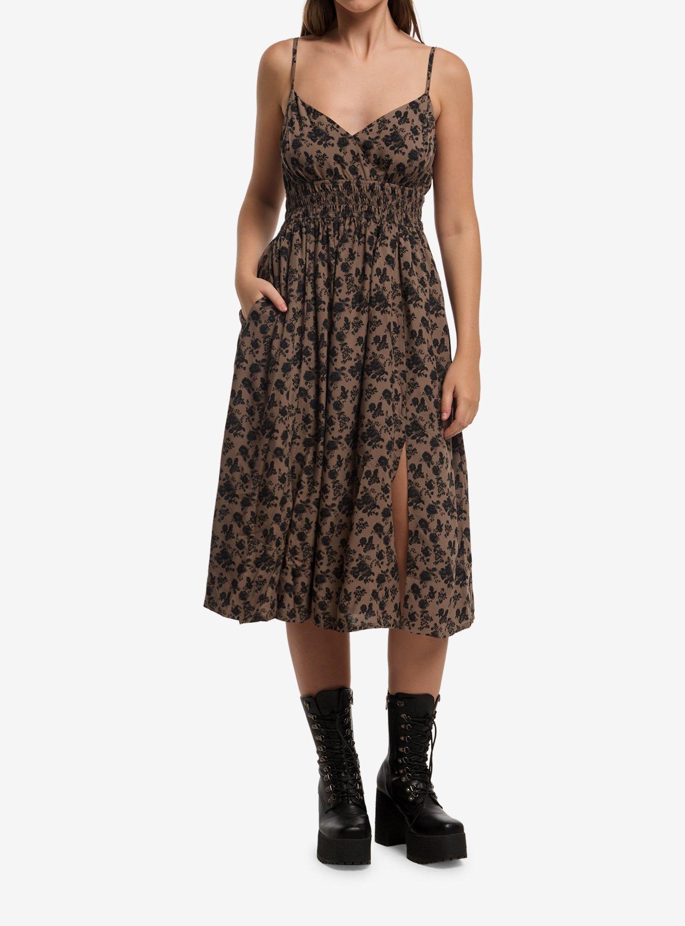 Thorn & Fable Roses Smocked Cami Midi Dress, , hi-res