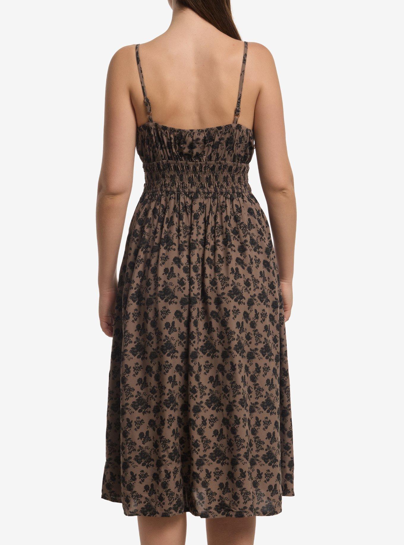 Thorn & Fable Roses Smocked Cami Midi Dress, MULTI, alternate - view 3