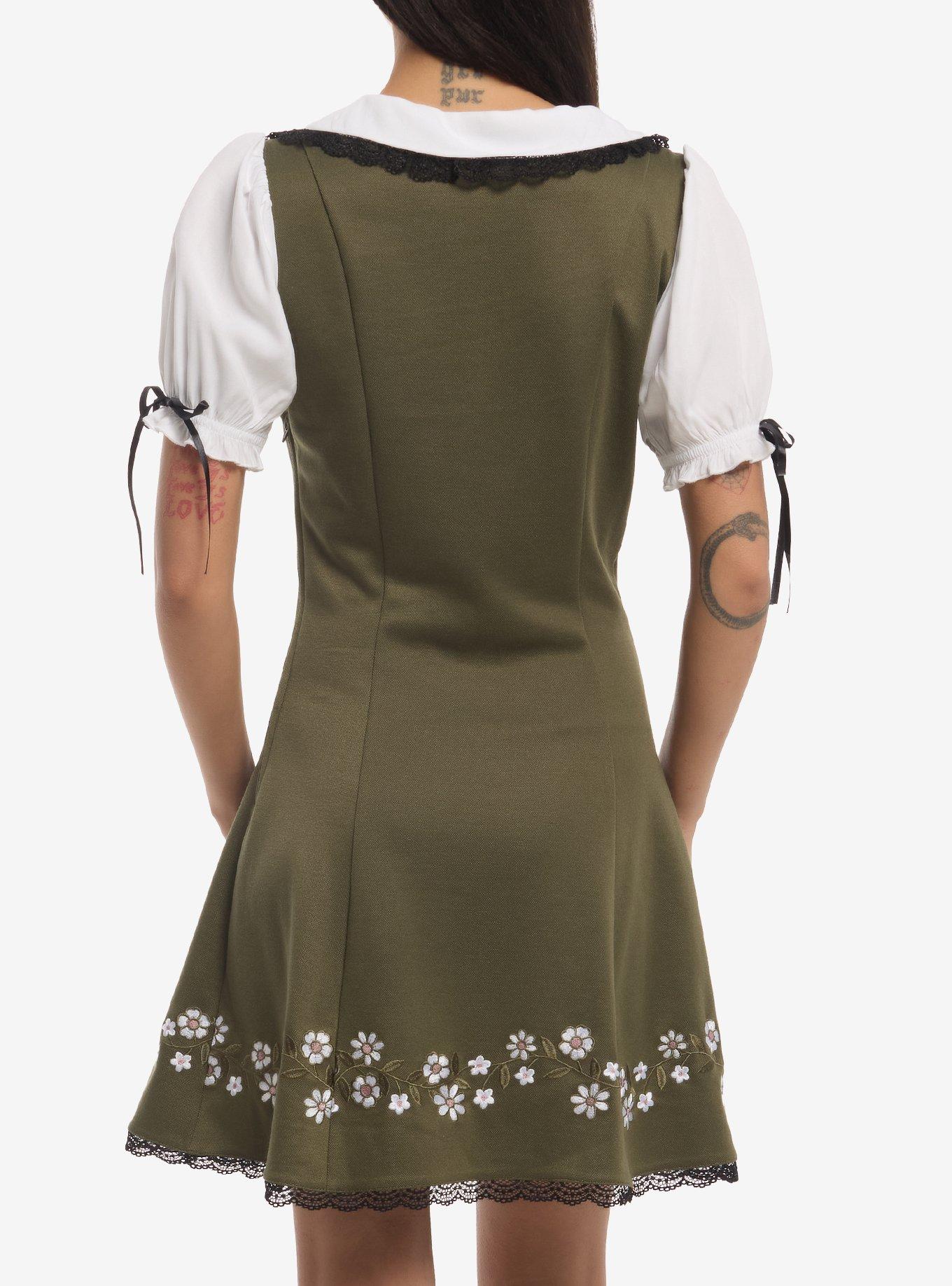Thorn & Fable Olive Floral Collared Dress, MULTI, alternate