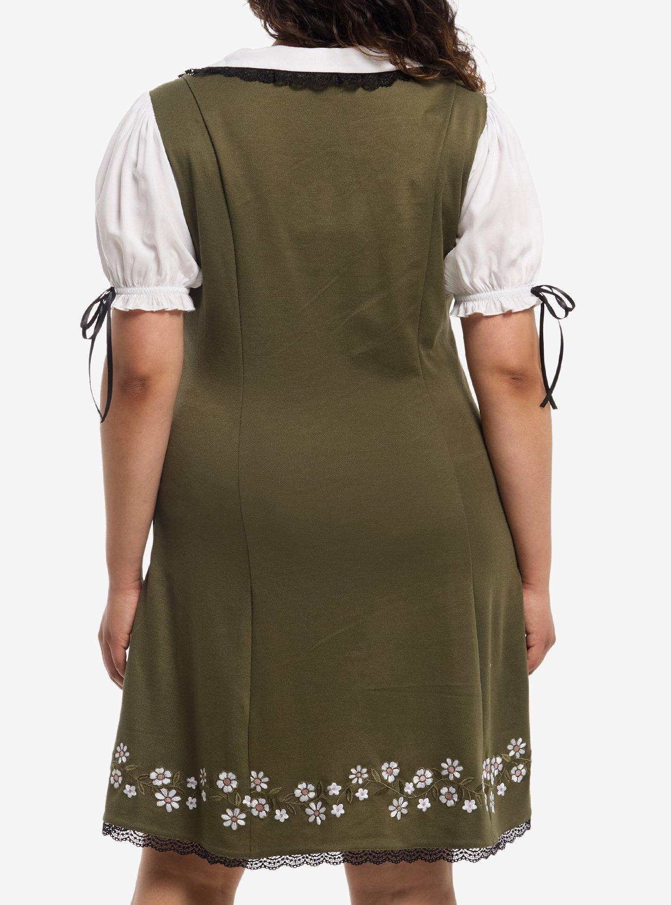 Thorn & Fable Olive Floral Collared Dress Plus Size, MULTI, alternate