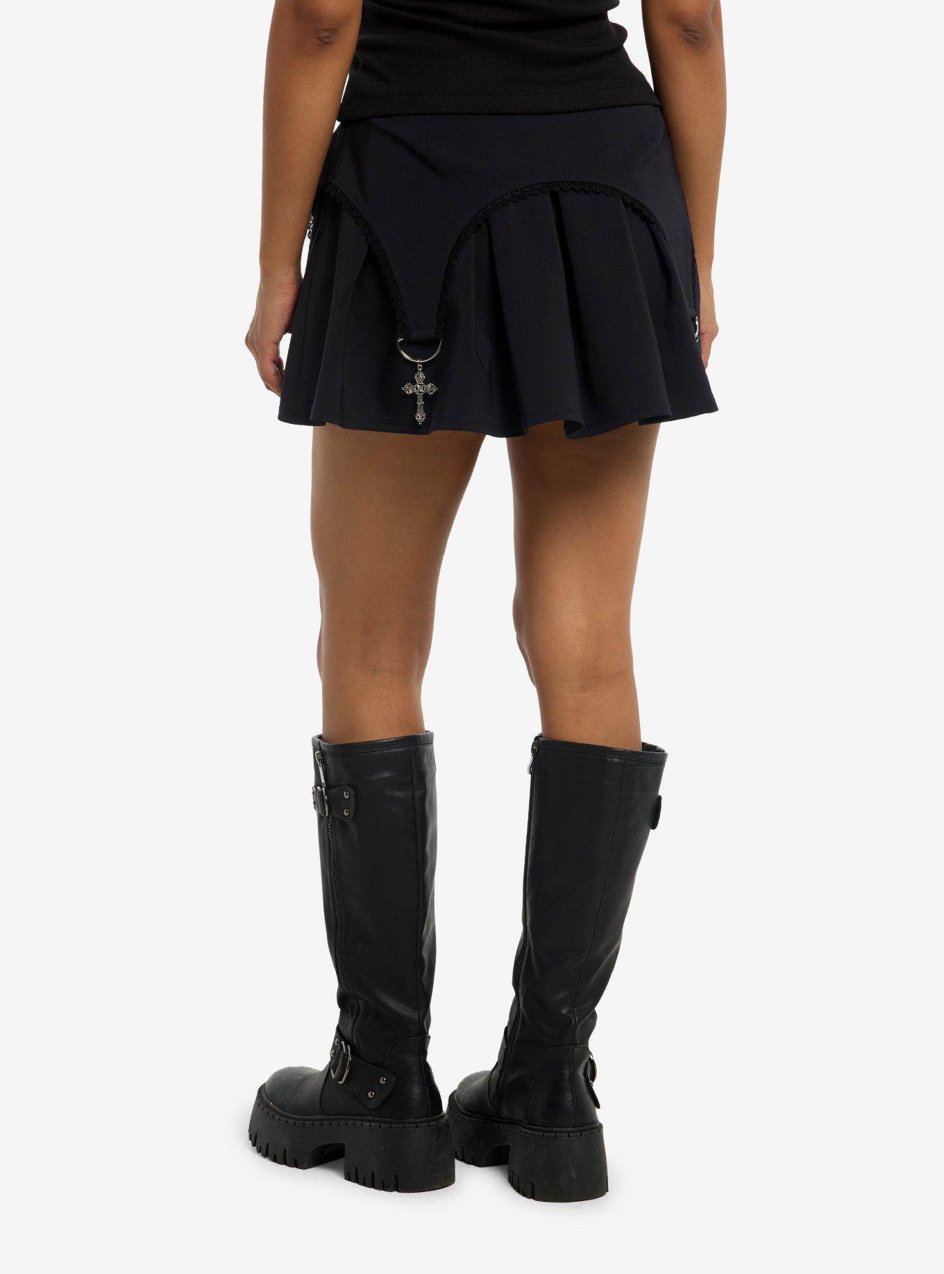 Social Collision Cross Charm Pleated Skirt, , hi-res