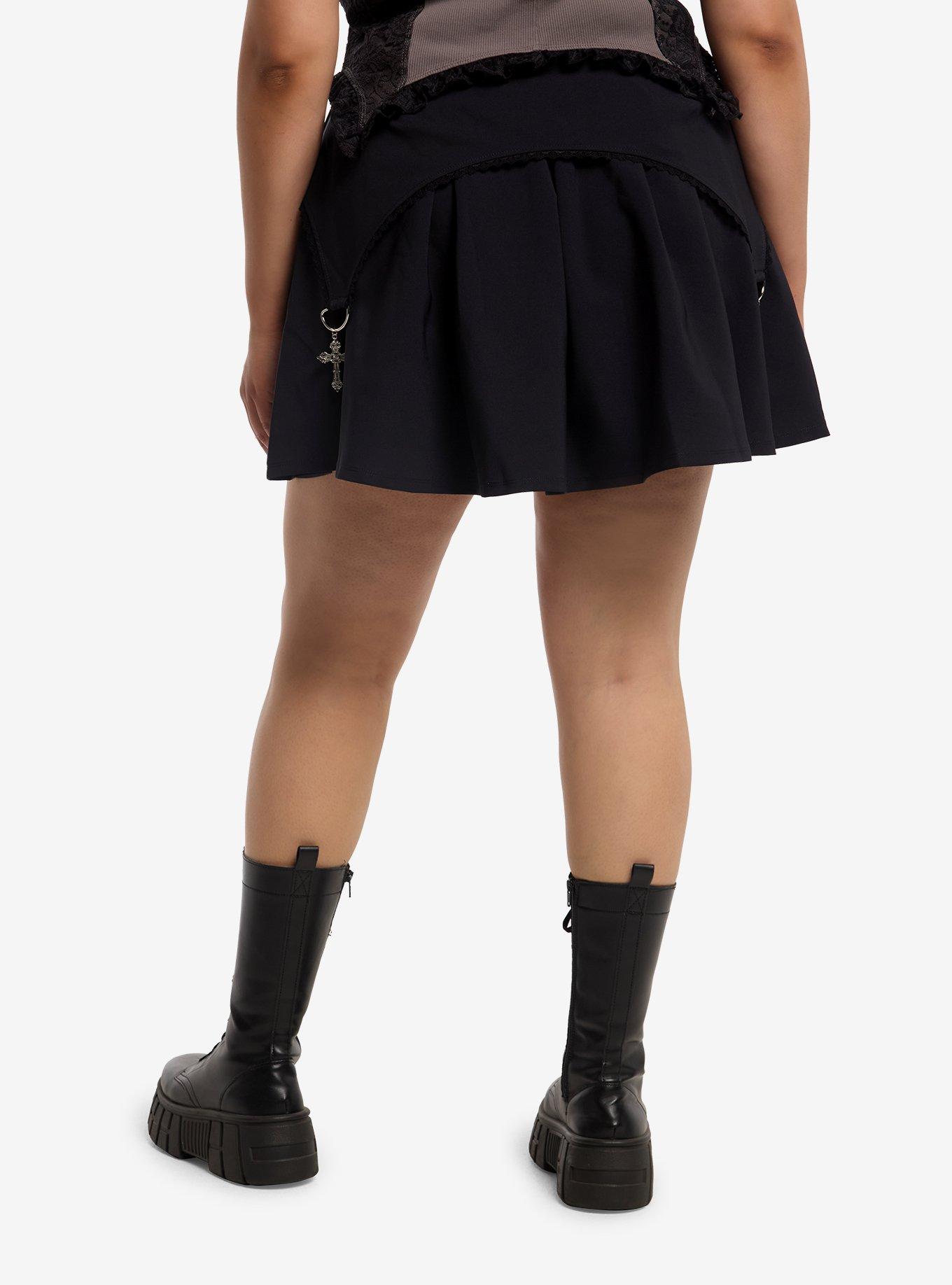 Social Collision Cross Charm Pleated Skirt Plus Size, , hi-res