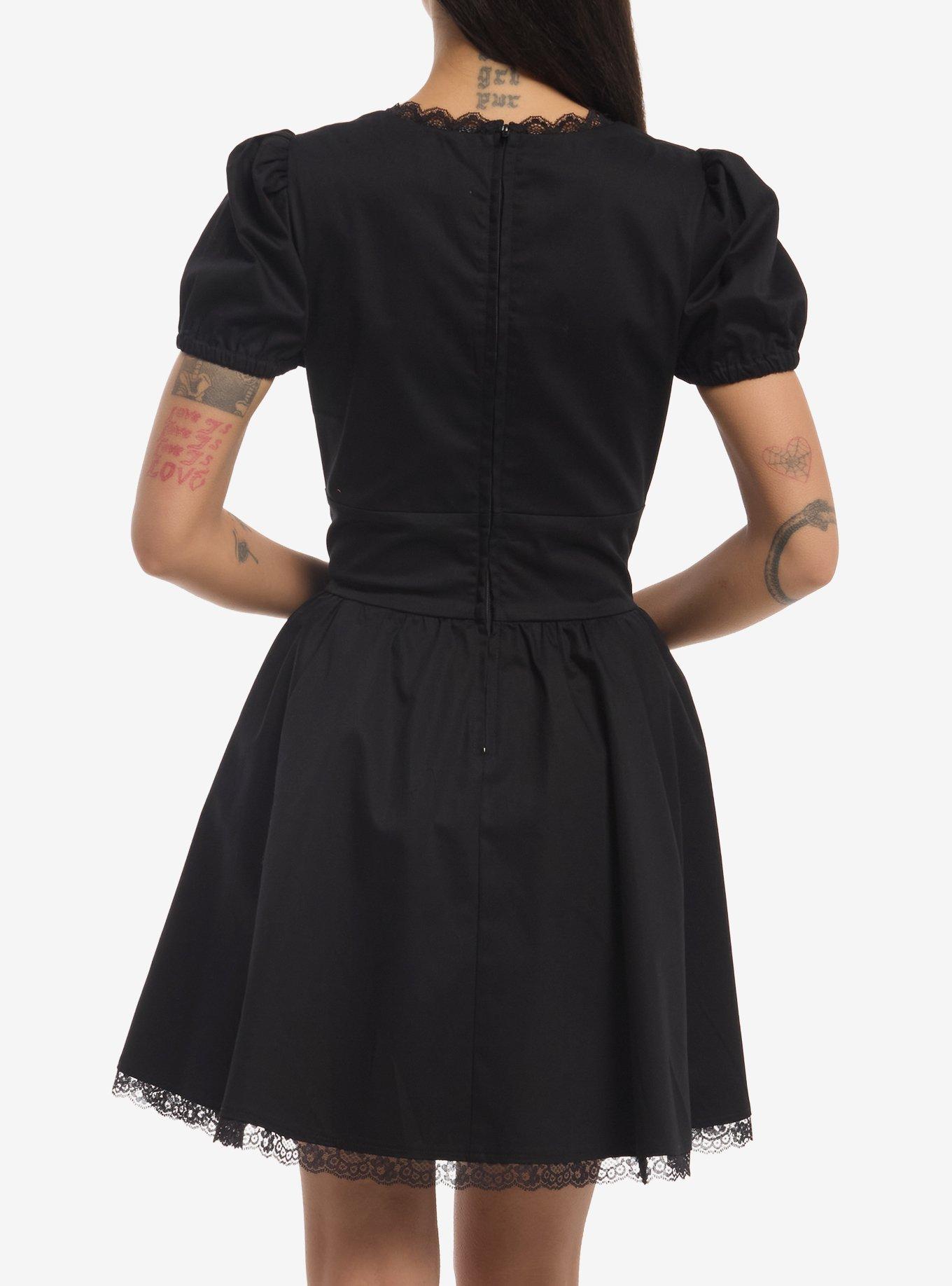 Social Collision Black Corset Puff Sleeve Dress, MULTI, alternate