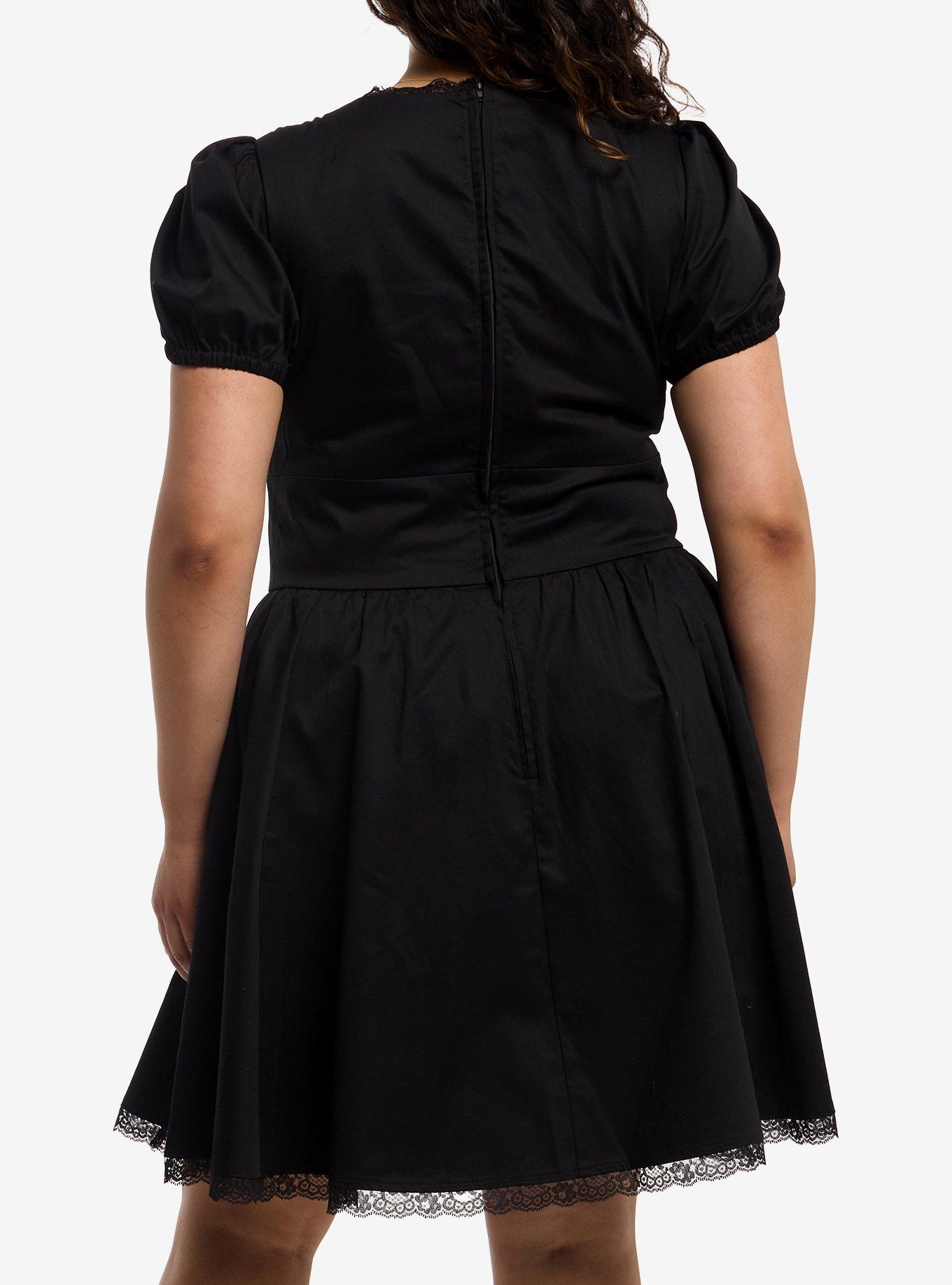Social Collision Black Corset Puff Sleeve Dress Plus Size, MULTI, alternate