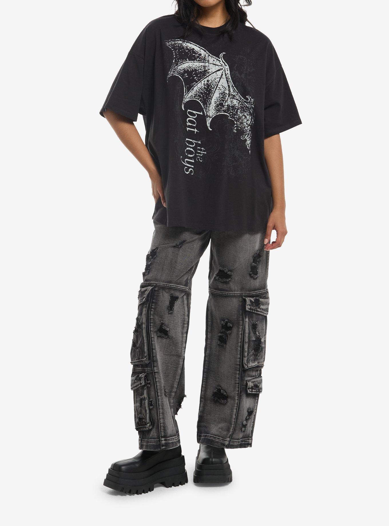 A Court Of Thorns And Roses Bat Boys Destructed Girls Oversized T-Shirt, , alternate