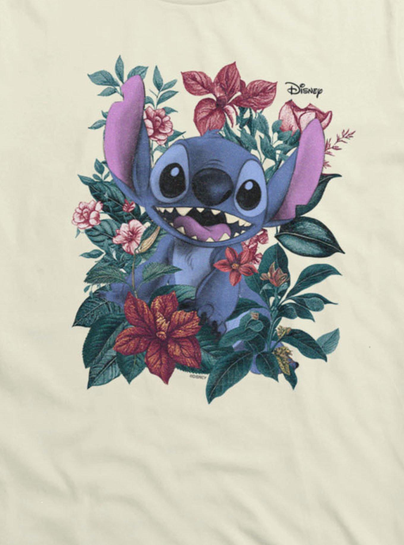 Disney Lilo & Stitch Stitch In Garland Of Flowers T-Shirt, NATURAL, alternate - view 2