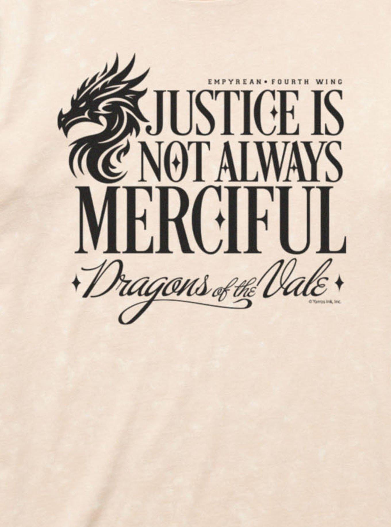 Fourth Wing The Empyrean Justice Is Not Merciful Mineral Wash T-Shirt, , hi-res