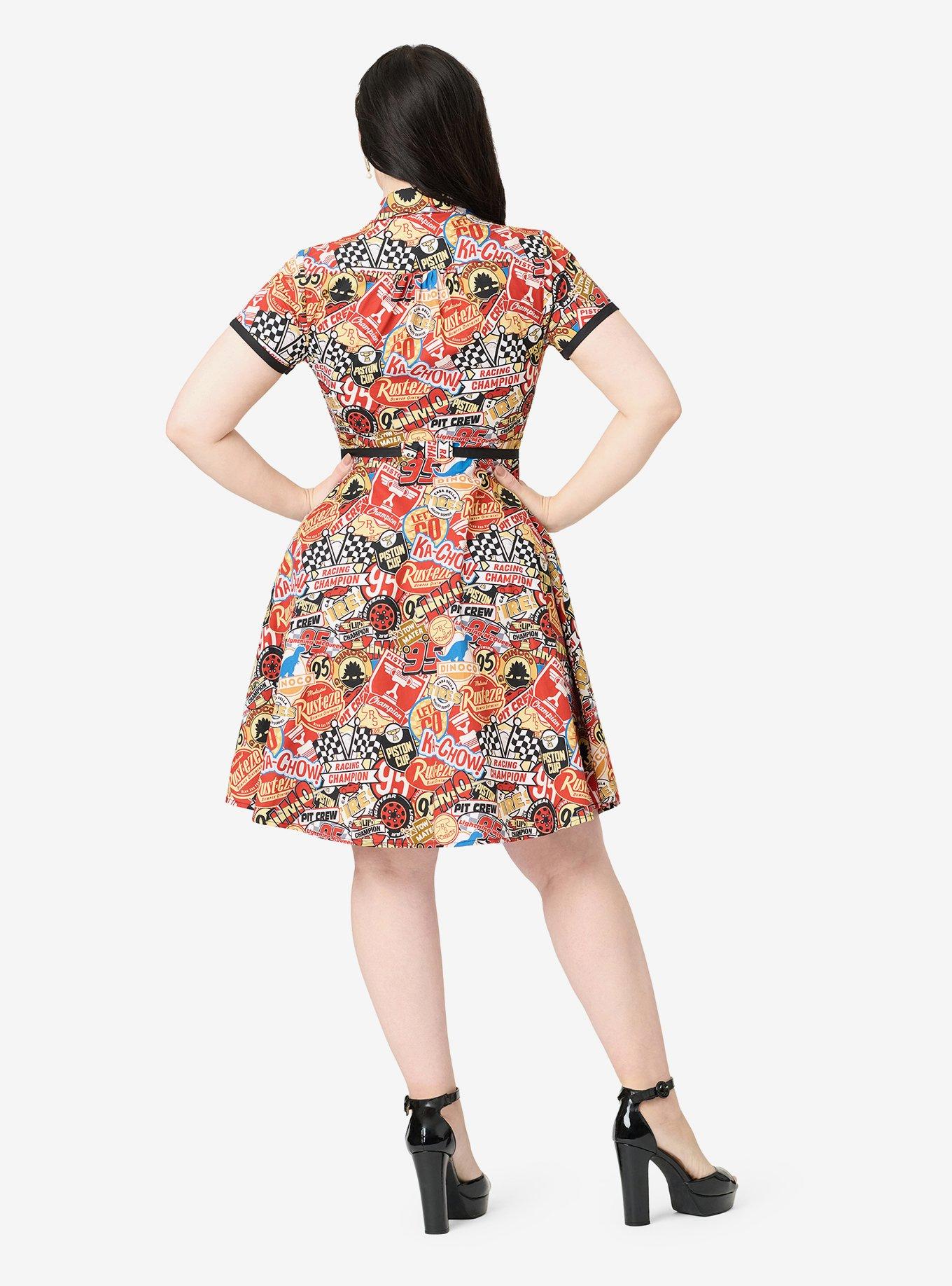 Disney Pixar Cars Collection by Smak Parlour Cars Patches Cotton Fit & Flare Dress, , hi-res