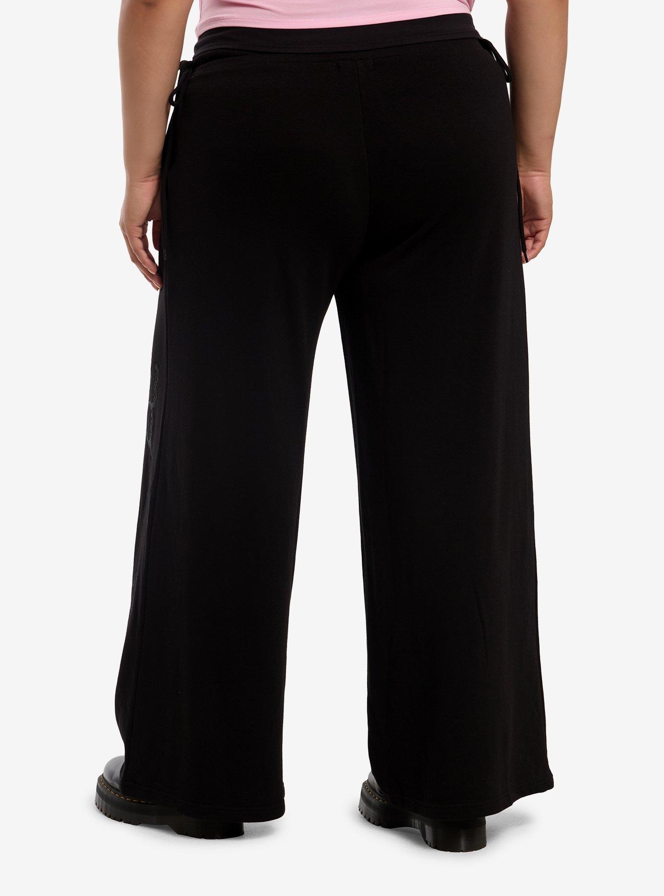 Cosmic Aura Black Butterfly Girls Wide Leg Lounge Pants Plus Size, , hi-res