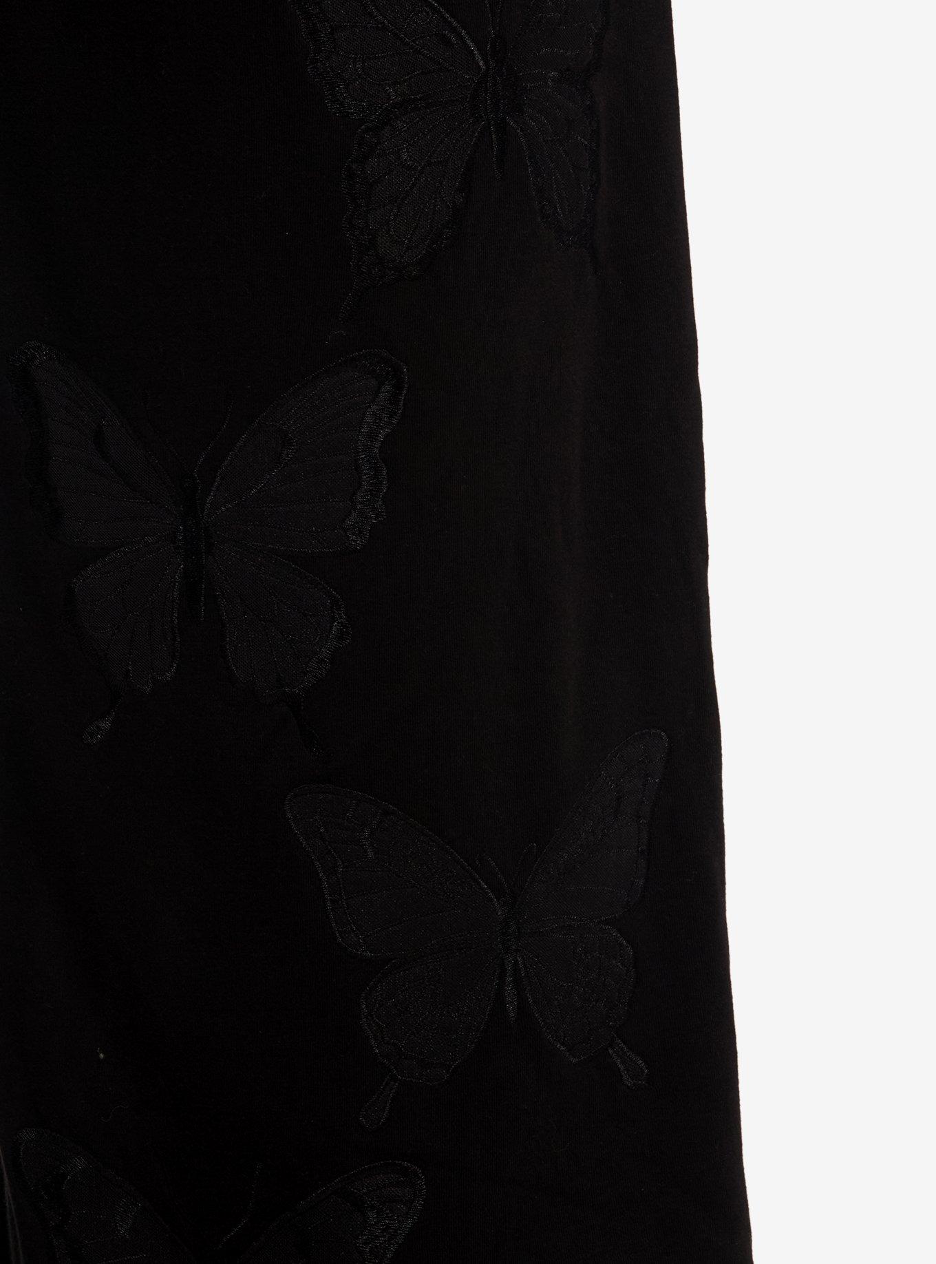 Cosmic Aura Black Butterfly Girls Wide Leg Lounge Pants Plus Size, MULTI, alternate