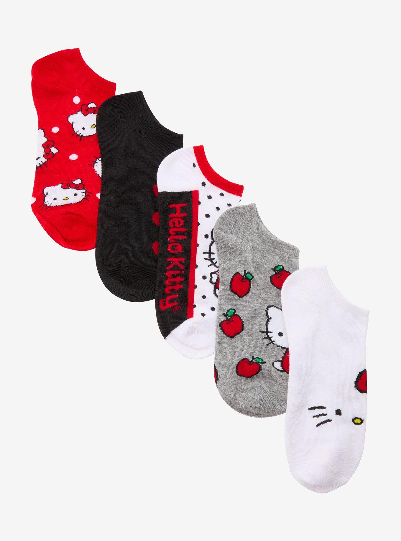 Hello Kitty Apple Polka Dot No-Show Socks 5 Pair, , hi-res