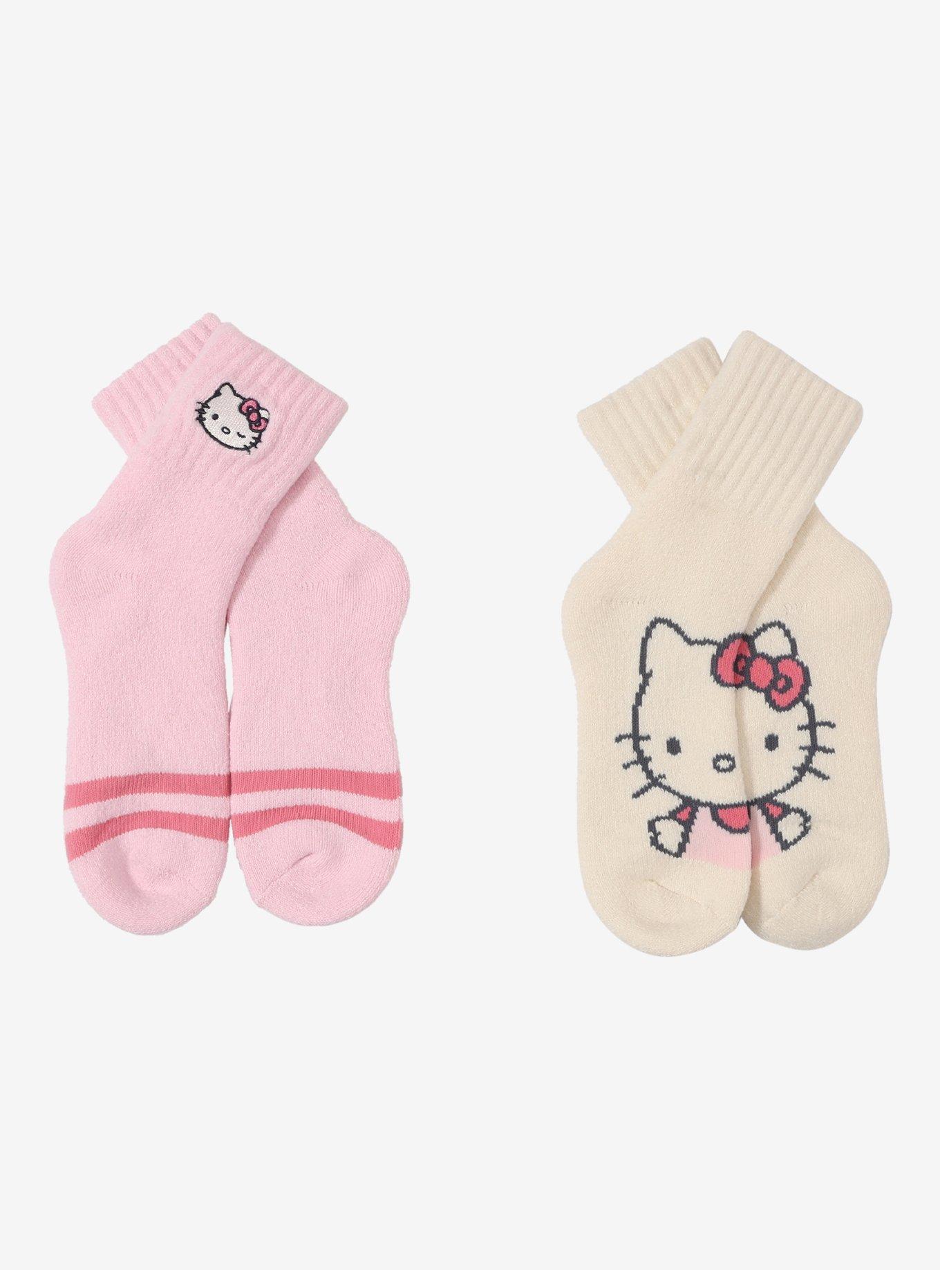 Hello Kitty Pink & Cream Crew Socks 2 Pair, , hi-res
