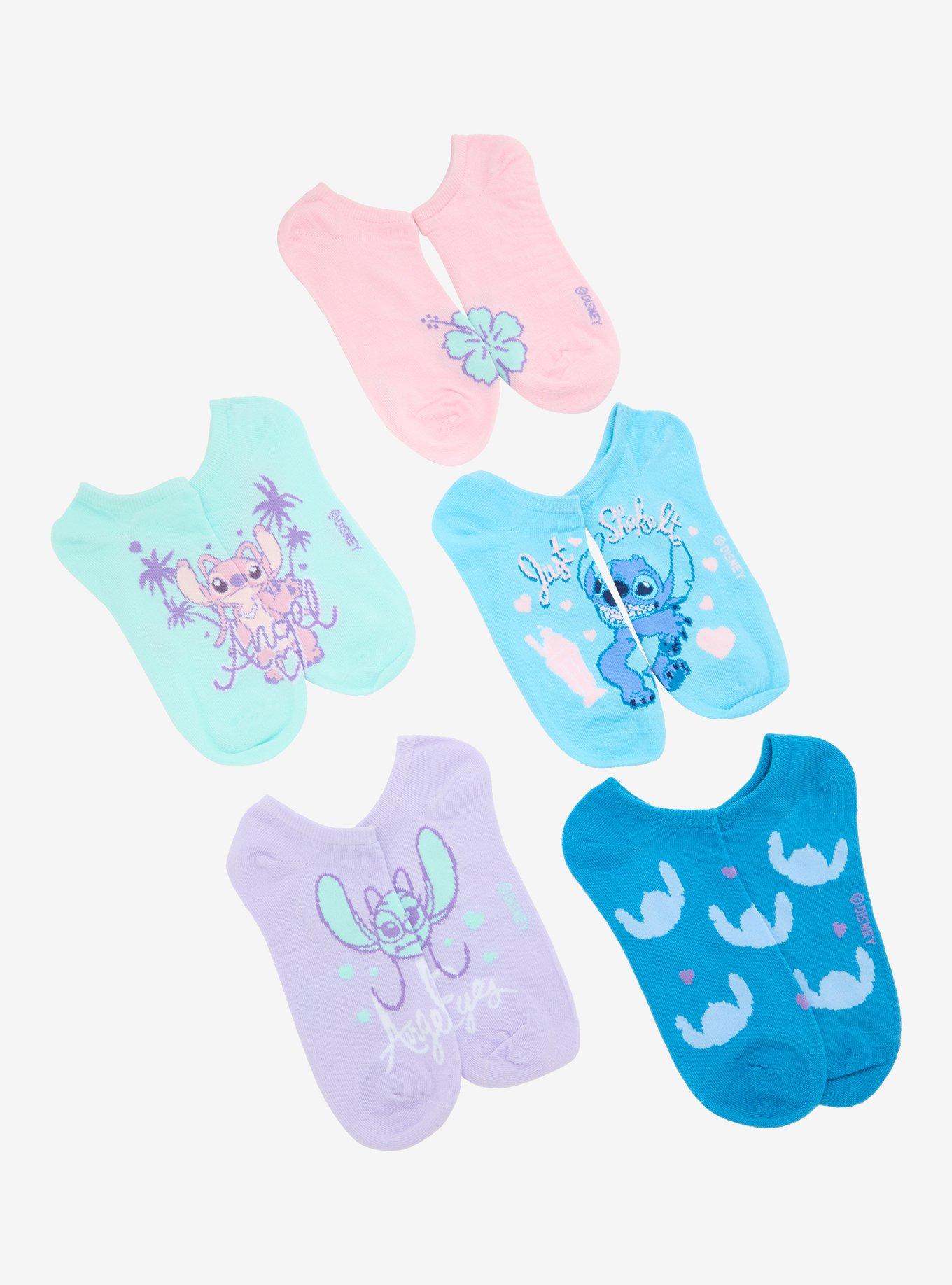 Disney Stitch & Angel No-Show Socks 5 Pair, , hi-res
