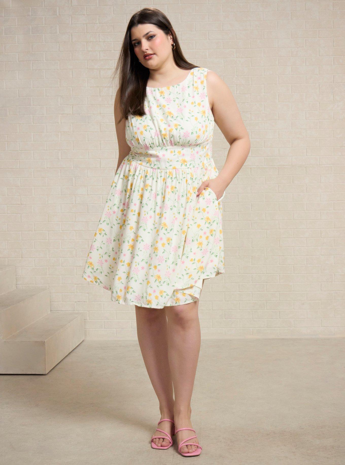 Disney Tangled Pascal Floral Allover Print Plus Size Tank Dress - BoxLunch Exclusive, , hi-res