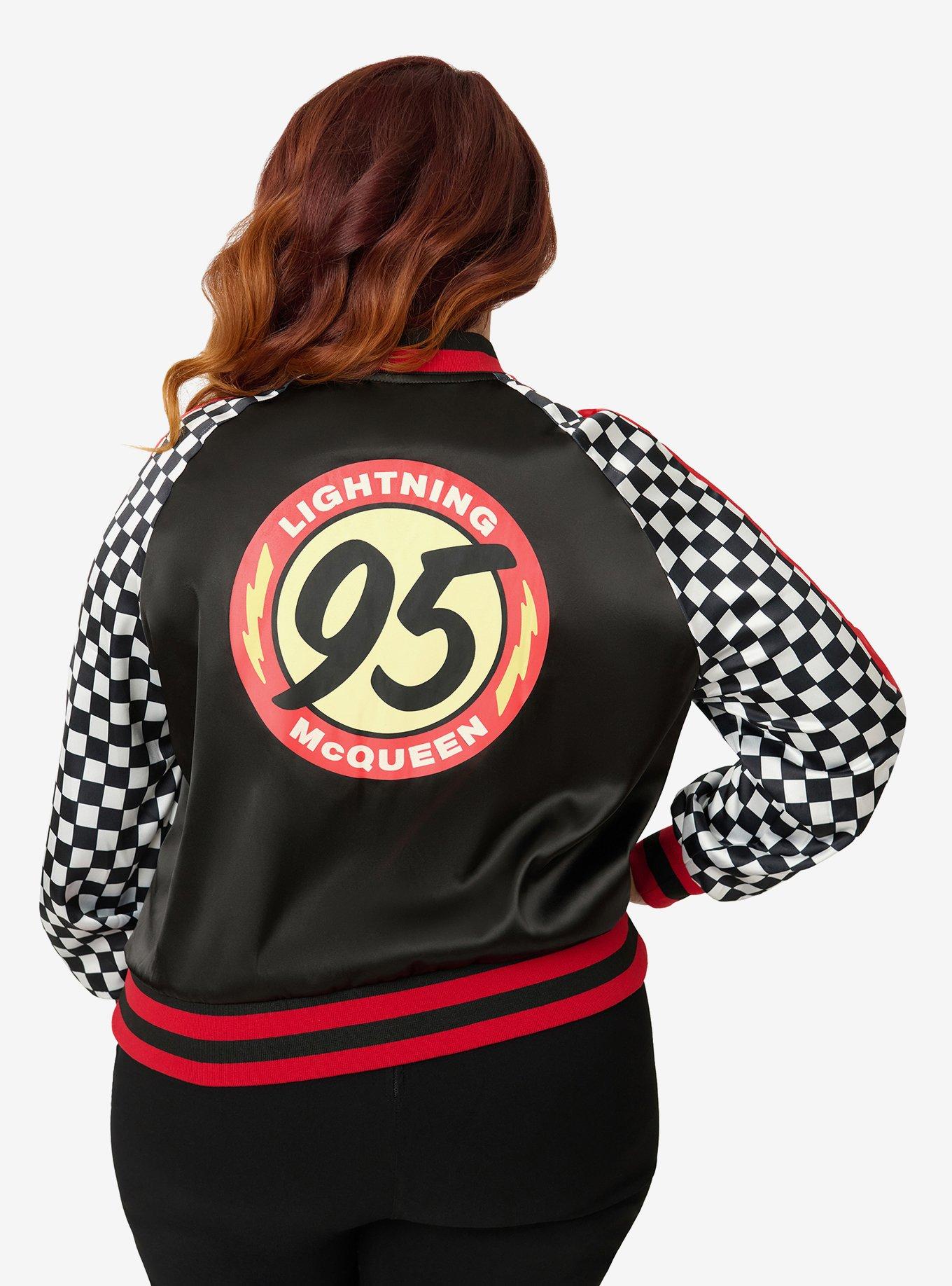 Disney Pixar Cars Collection by Unique Vintage Plus Size Lightning McQueen Champion Satin Bomber Jacket, , hi-res
