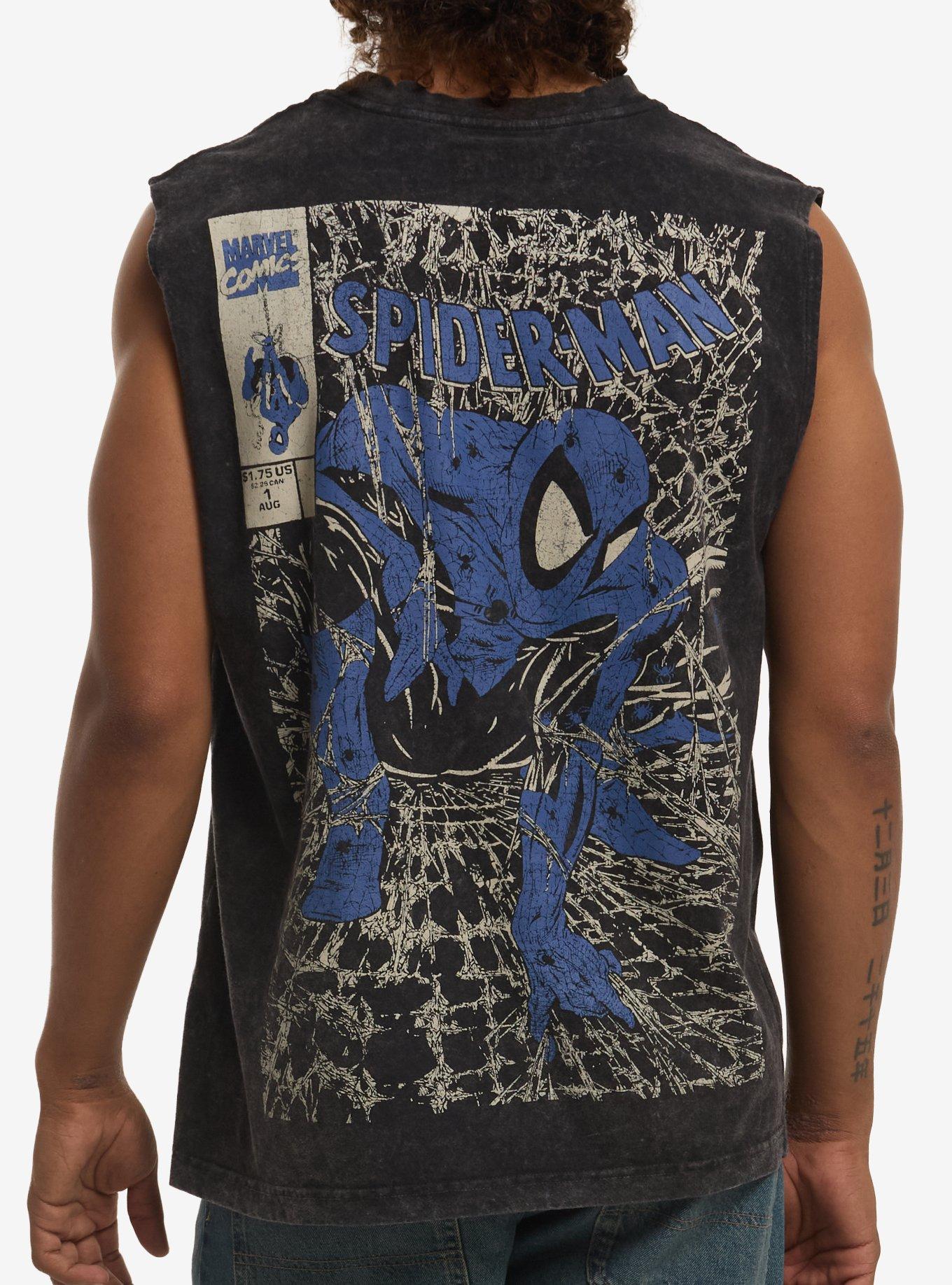 Marvel Spider-Man Comic Mineral Wash Muscle Tank Top, , hi-res