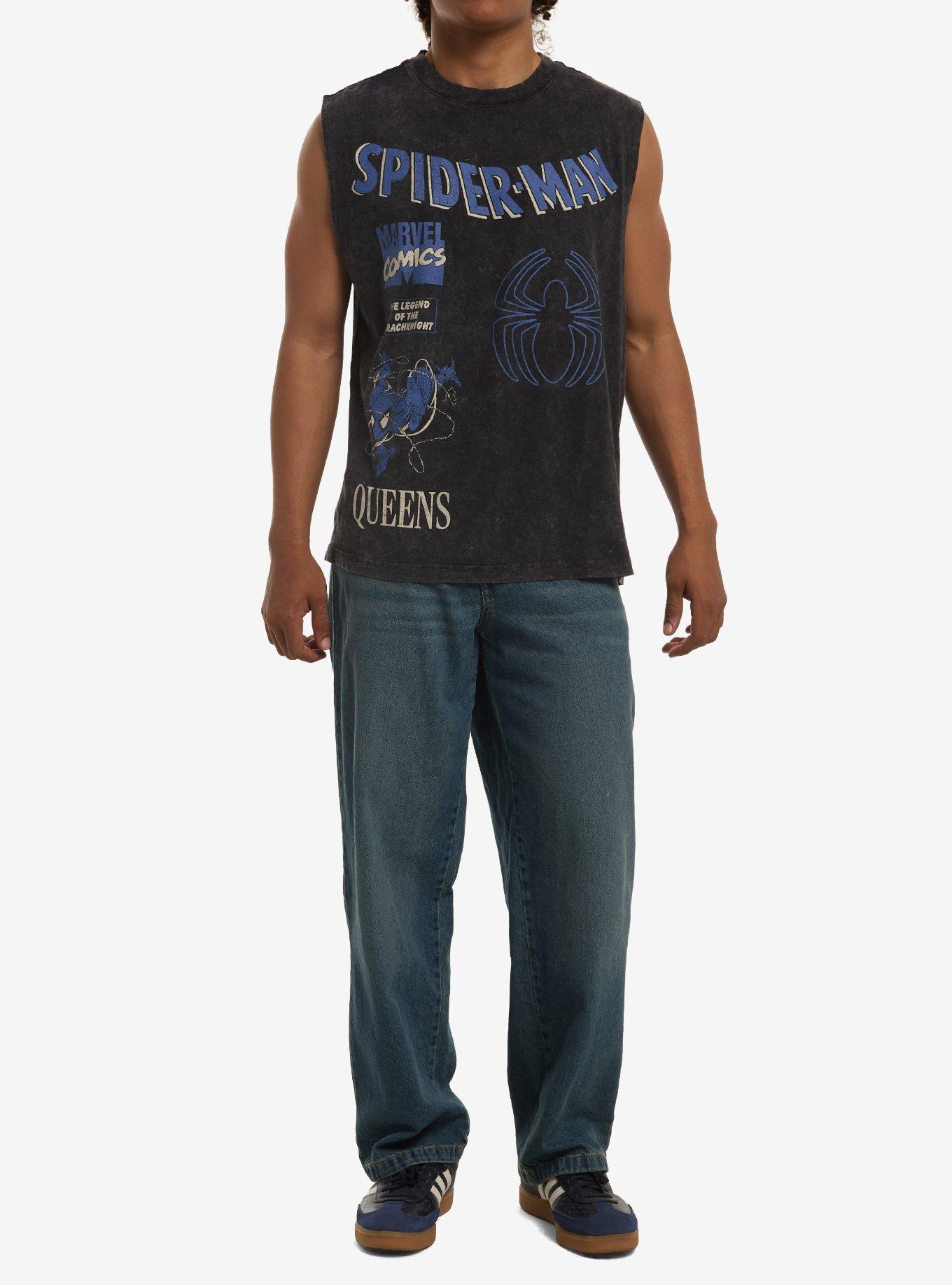 Marvel Spider-Man Comic Mineral Wash Muscle Tank Top, MULTI, alternate