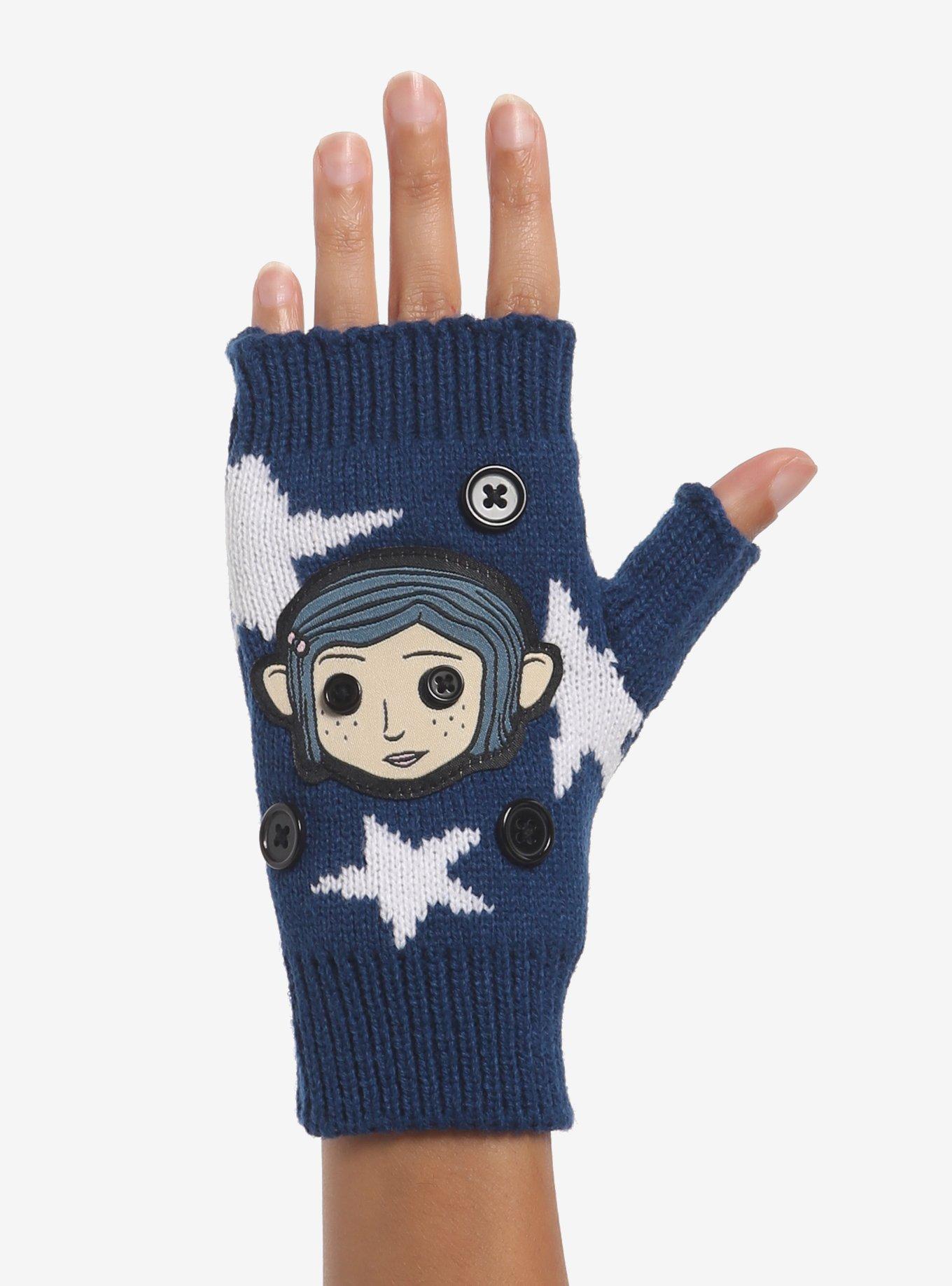 Coraline Button & Star Fingerless Gloves, , hi-res