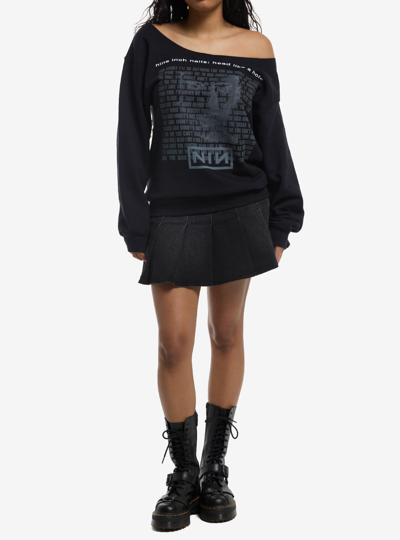 Nine Inch Nails Head Like A Hole Girls Off-Shoulder Sweatshirt, , hi-res