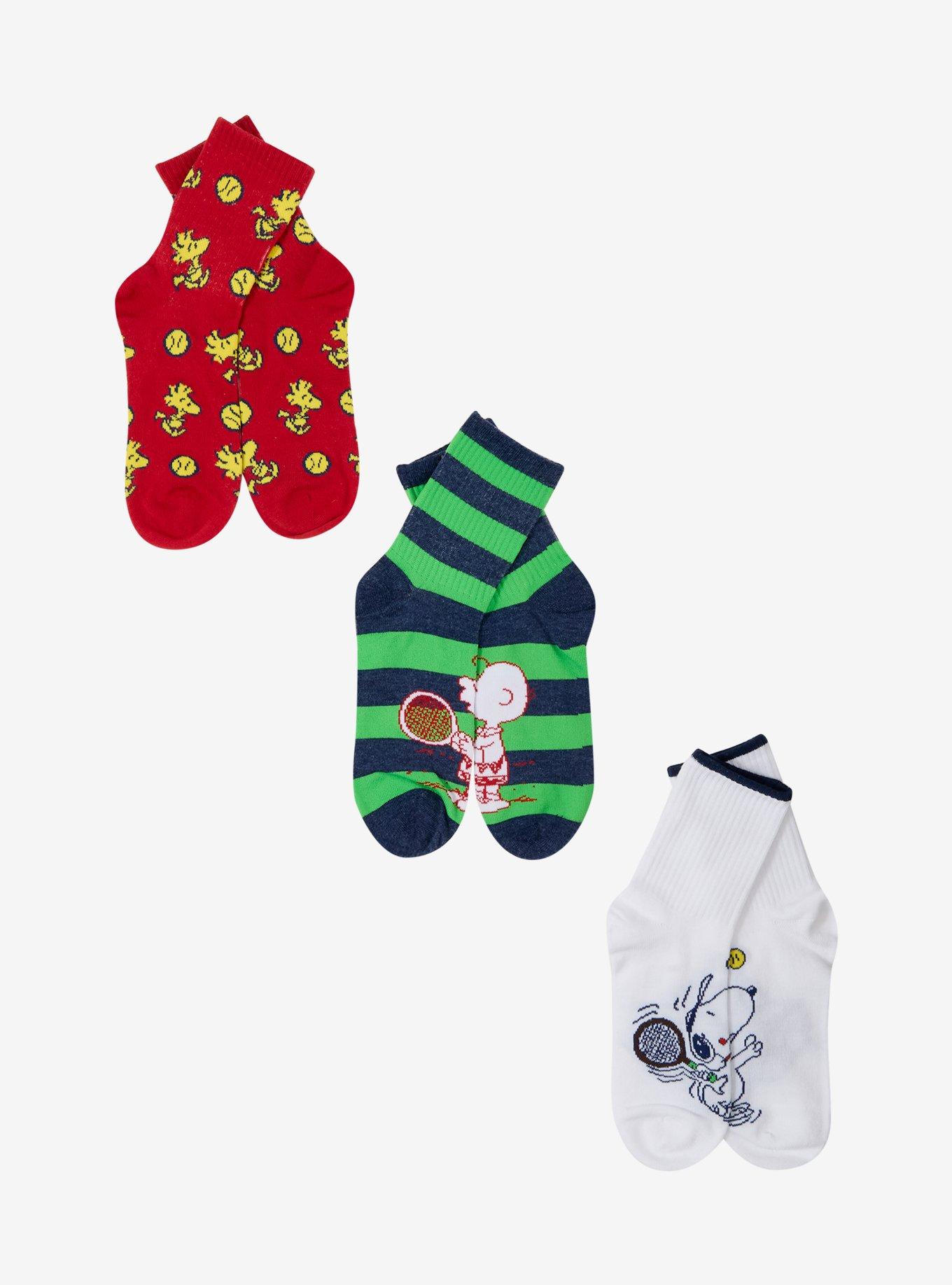 Peanuts Characters Tennis Crew Socks 3 Pair, , hi-res