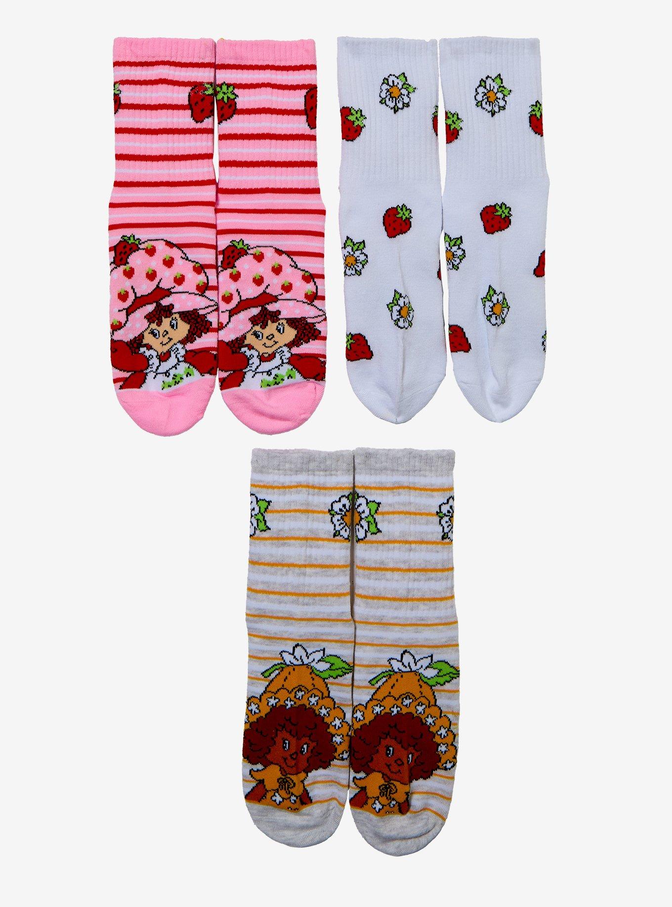 Strawberry Shortcake Orange Blossom Stripe Crew Socks 3 Pair, , hi-res
