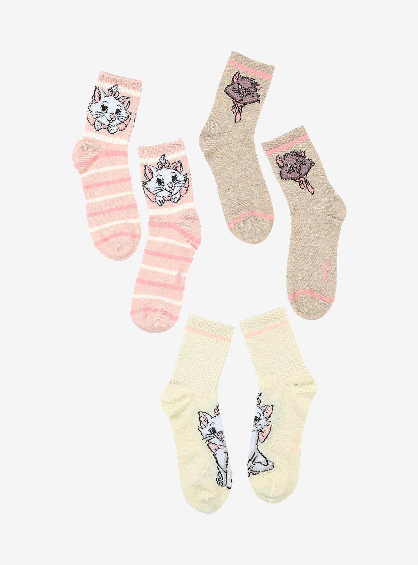 Disney The Aristocats Marie & Berlioz Crew Socks 3 Pair, , hi-res