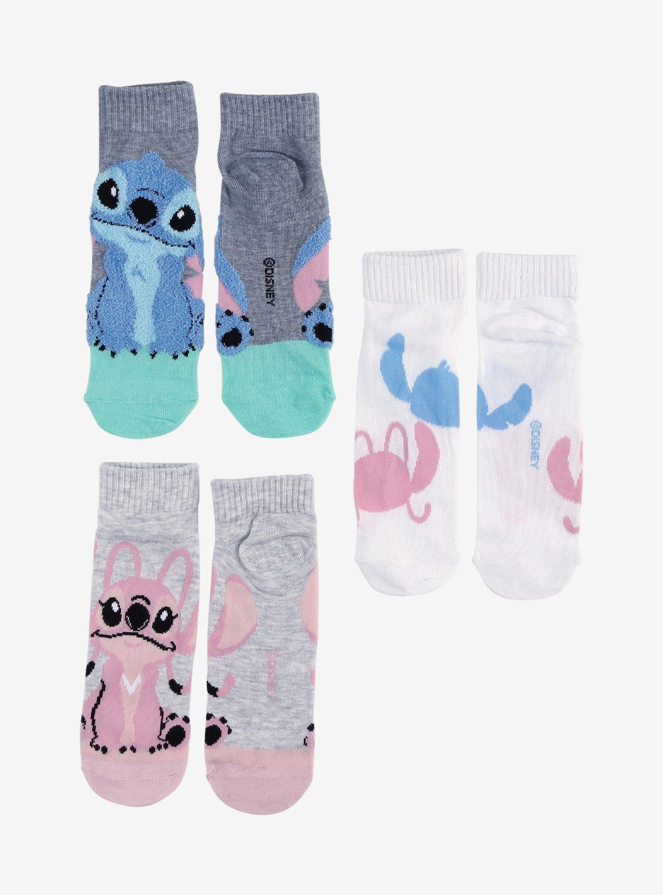 Disney Stitch & Angel Sitting No-Show Socks 3 Pair, , hi-res