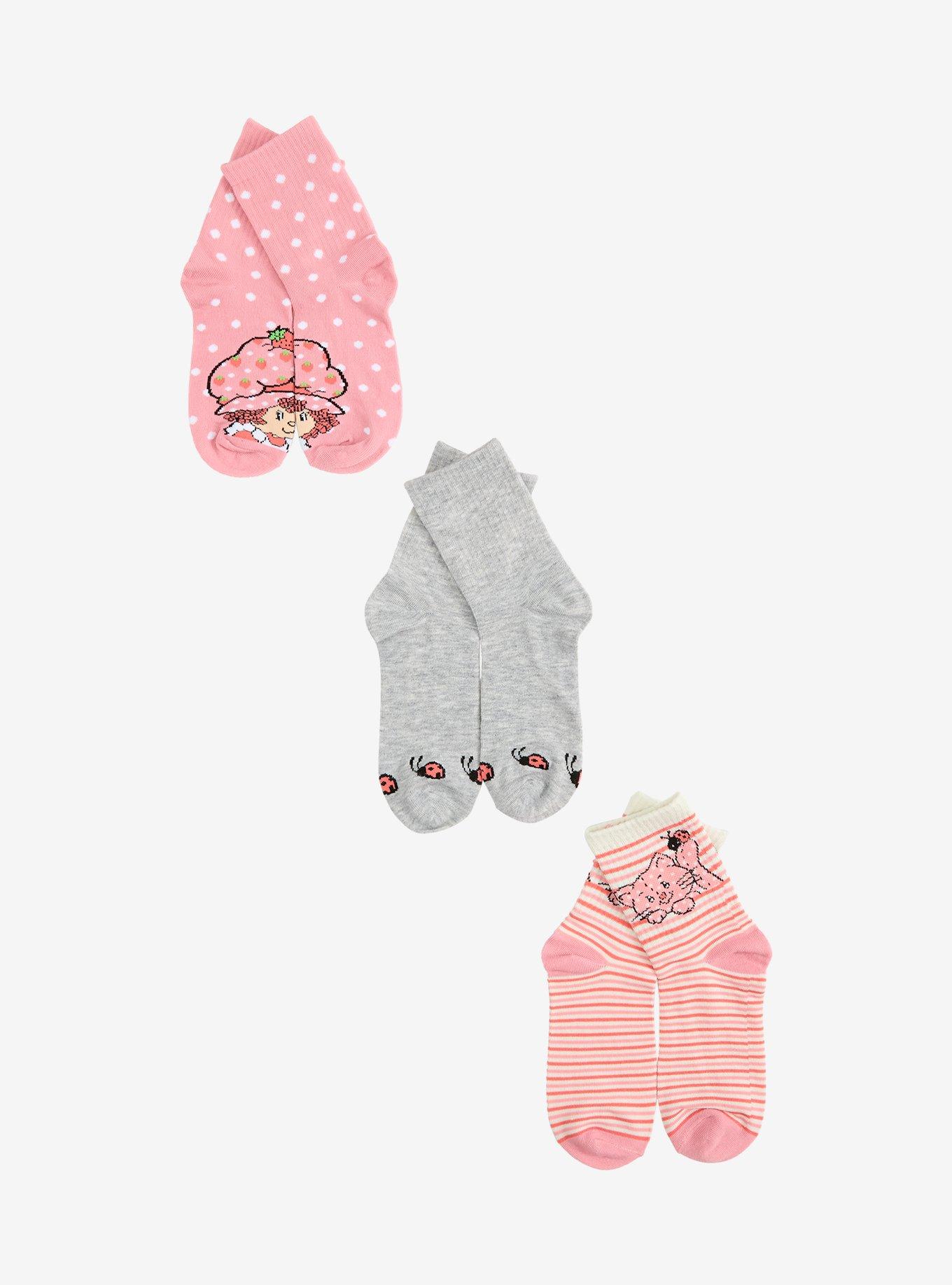 Strawberry Shortcake Custard Stripe Crew Socks 3 Pair, , hi-res