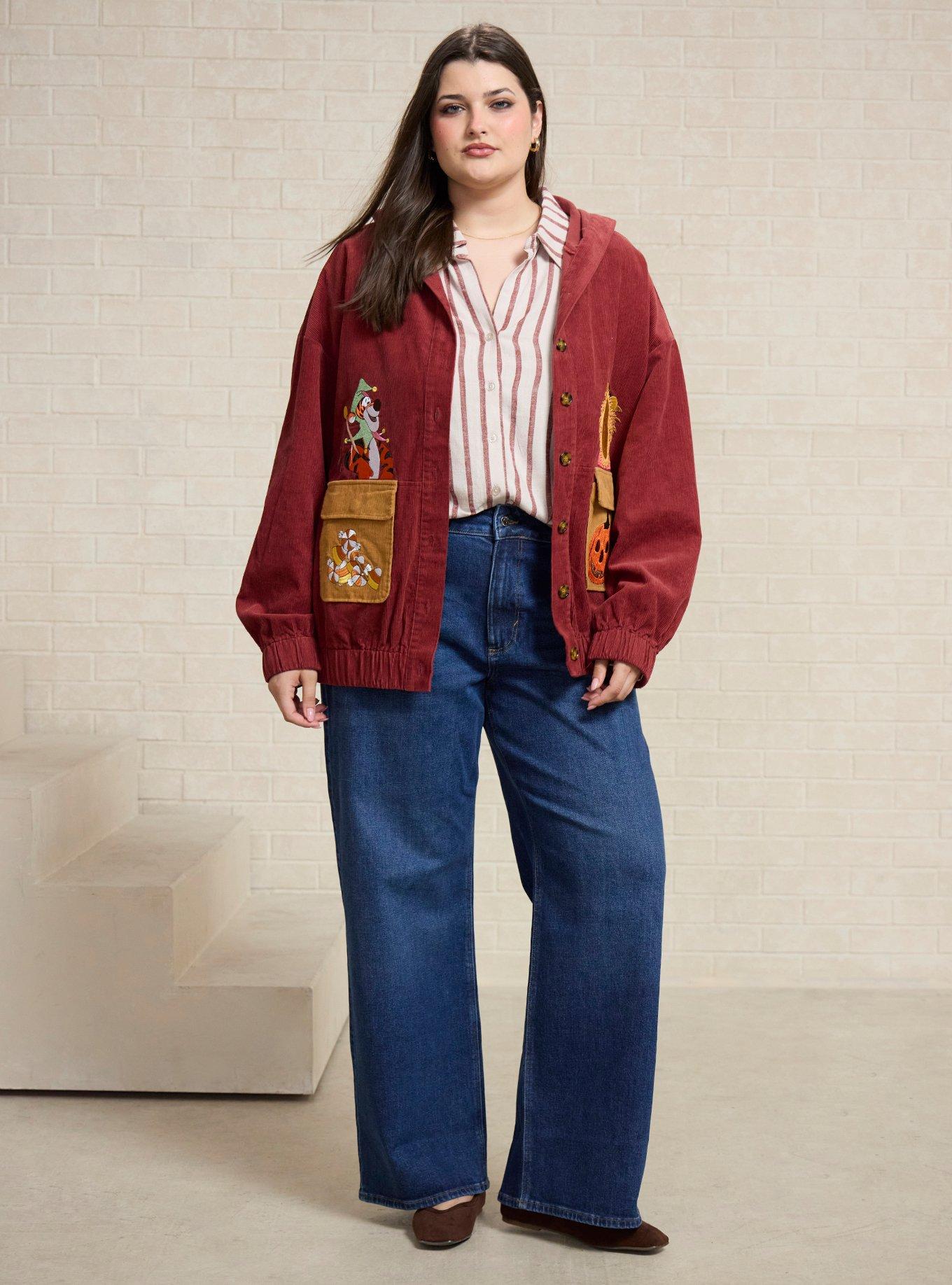 Disney Winnie the Pooh Halloween Women's Plus Size Corduroy Jacket - BoxLunch Exclusive, BURGUNDY, alternate - view 3