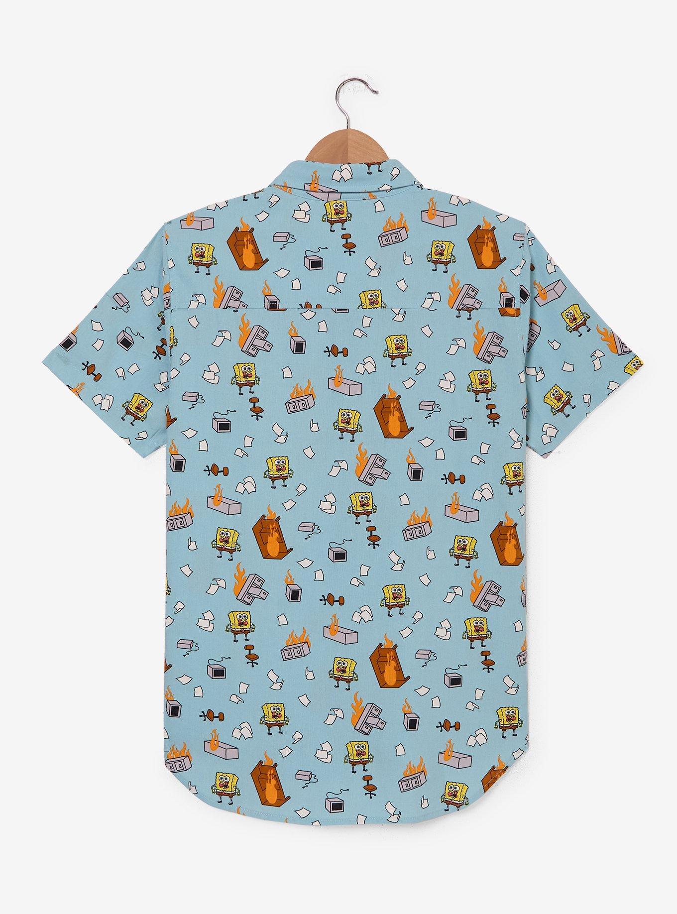 SpongeBob SquarePants Office on Fire Allove Print Woven Button-Up - BoxLunch Exclusive, , hi-res