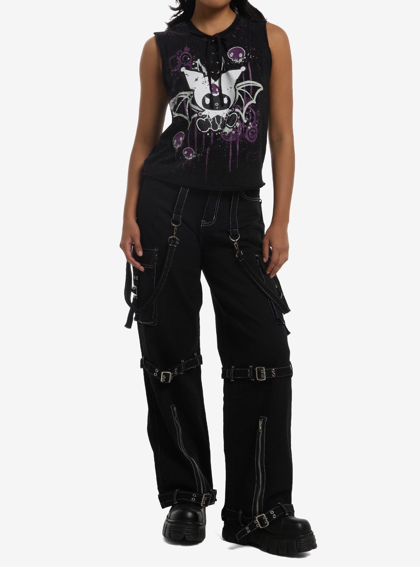 Kuromi Bat Lace-Up Girls Muscle Tank Top, , hi-res