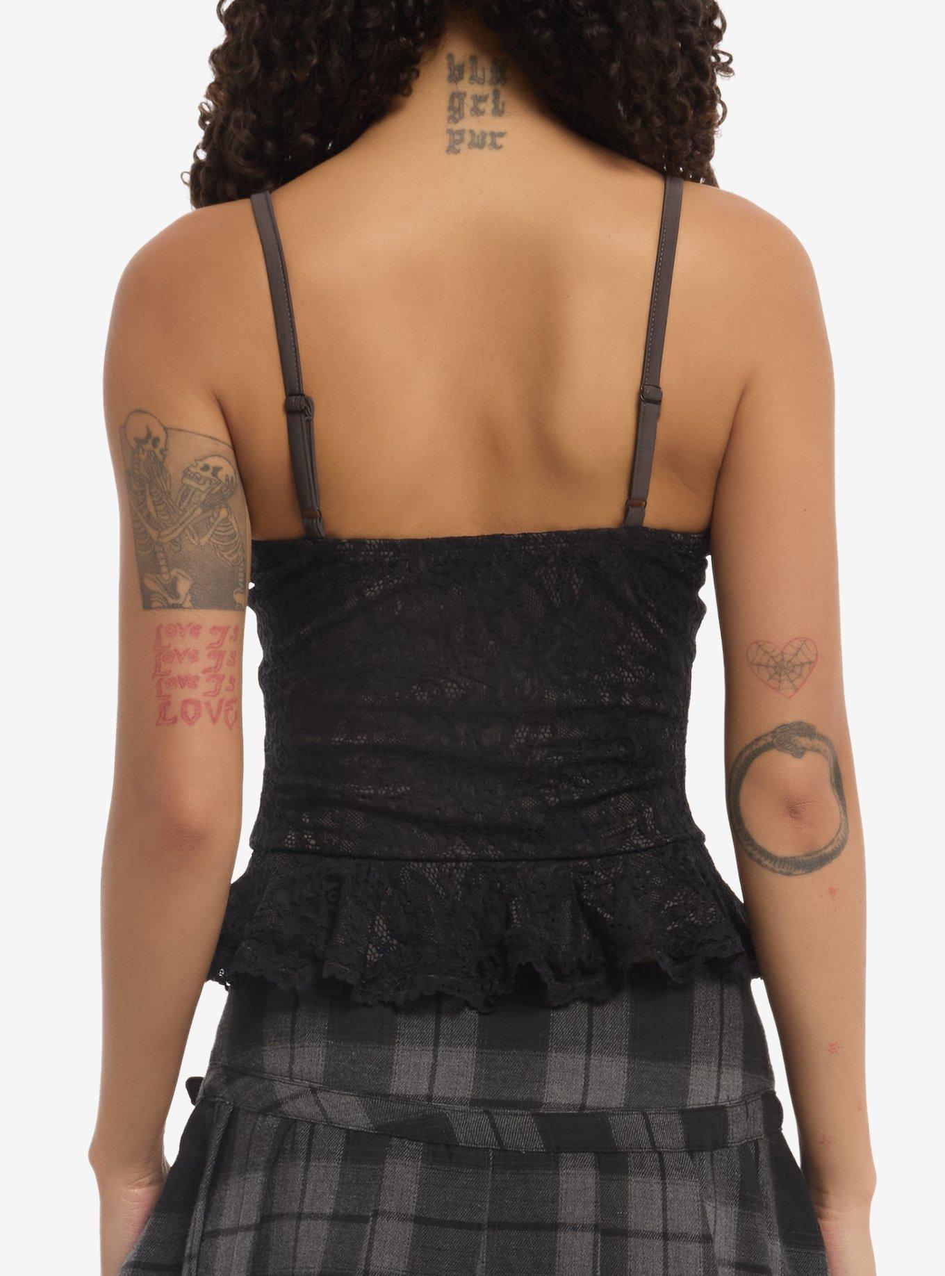 Cosmic Aura Black & Grey Lace Girls Cami, MULTI, alternate