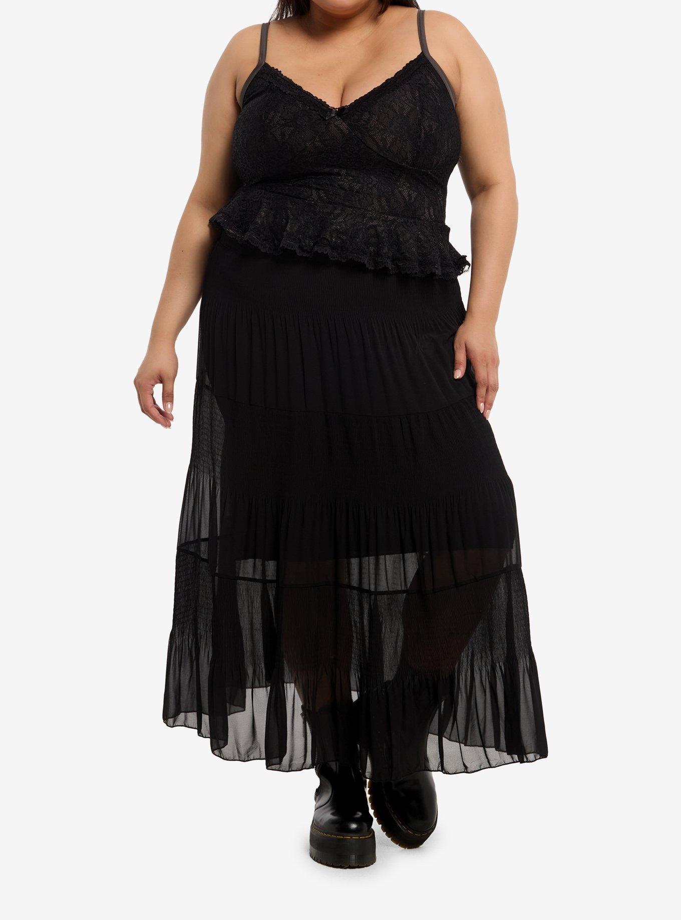Cosmic Aura Black & Grey Lace Girls Cami Plus Size, , hi-res