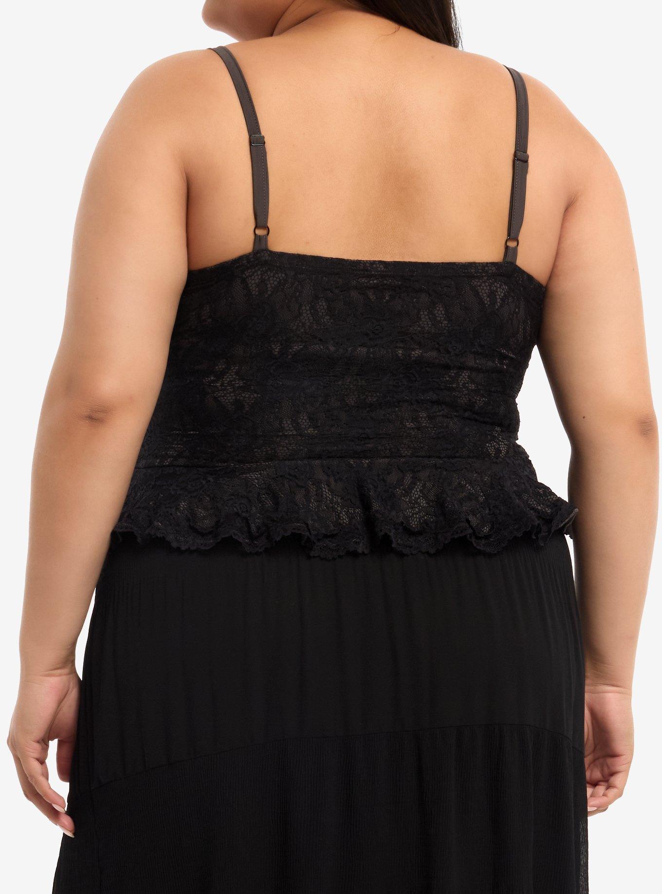 Cosmic Aura Black & Grey Lace Girls Cami Plus Size, MULTI, alternate