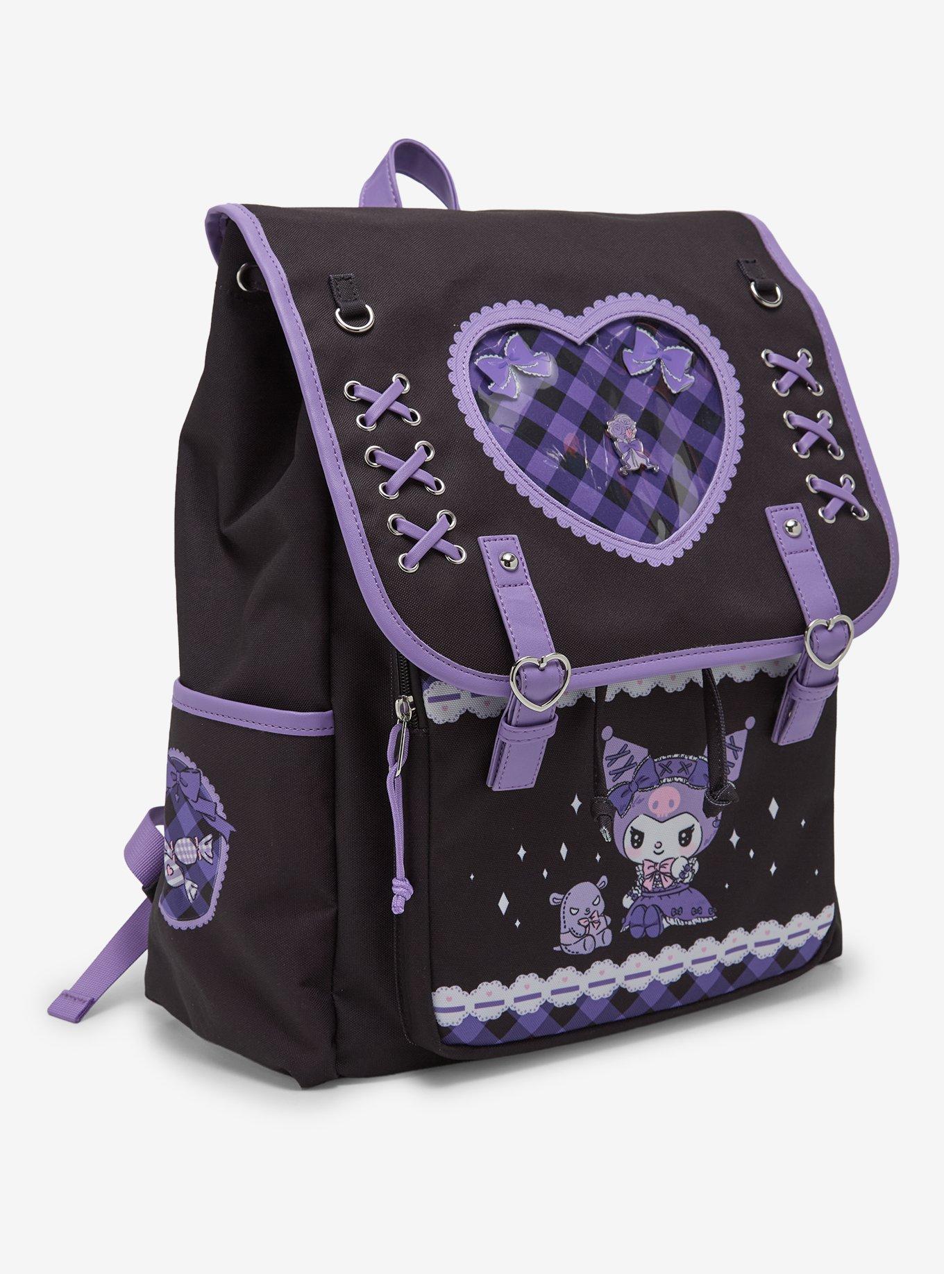 Kuromi Ribbon Heart Pin Collector Slouch Backpack, , hi-res