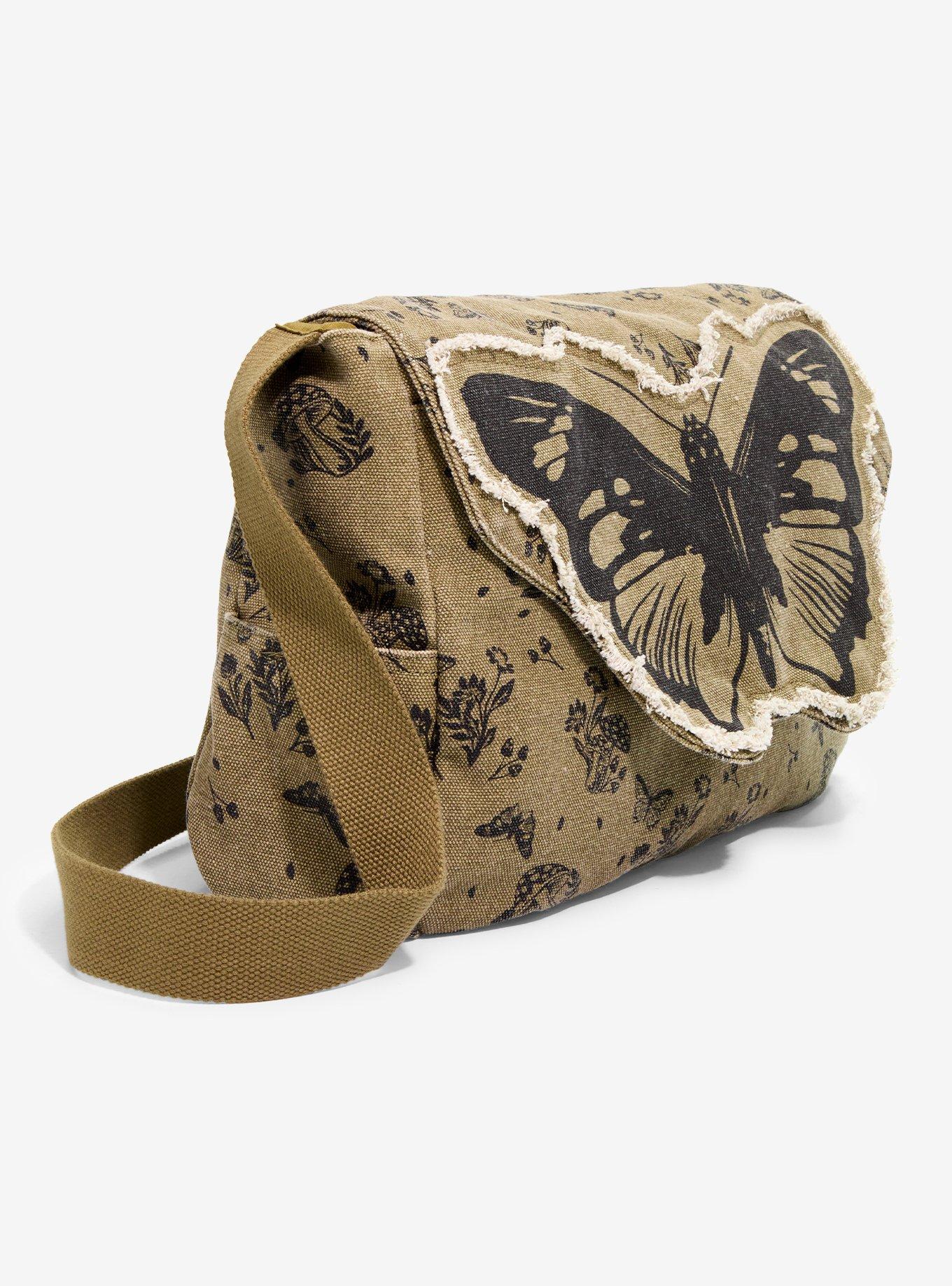 Grunge Butterfly Messenger Bag, , hi-res