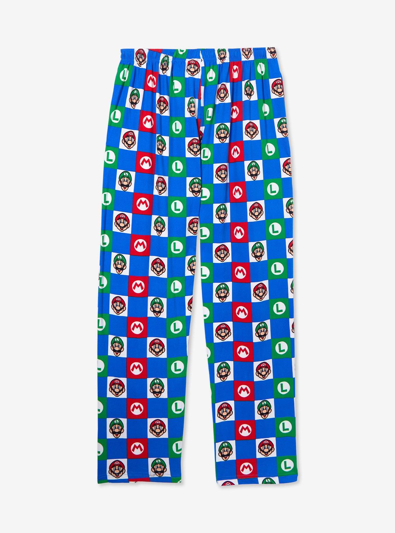 Nintendo Super Mario Bros. Checkered Mario & Luigi Sleep Pants - BoxLunch Exclusive, , hi-res